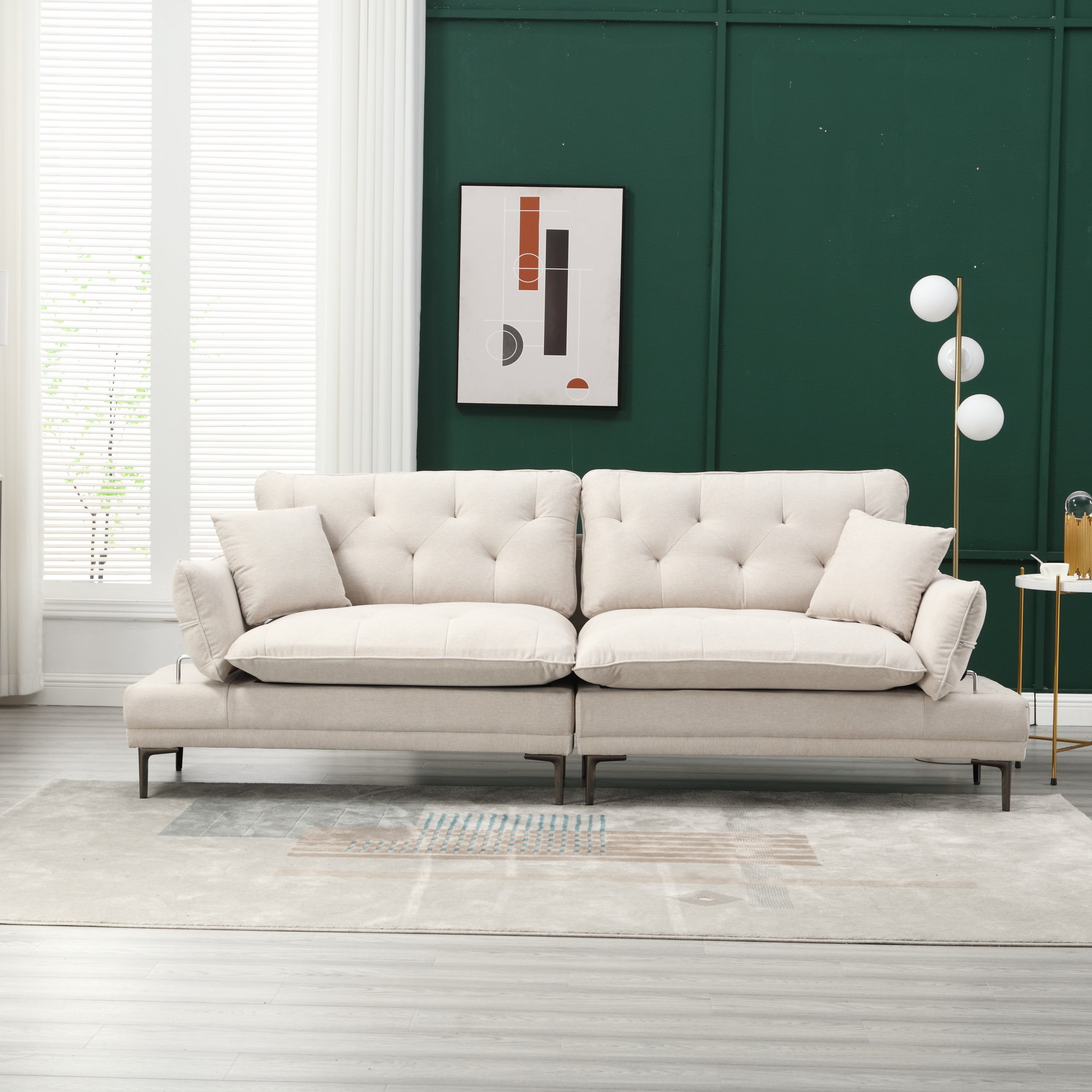 UNITED Linen Sofa , Accent sofa loveseat sofa with metal feet