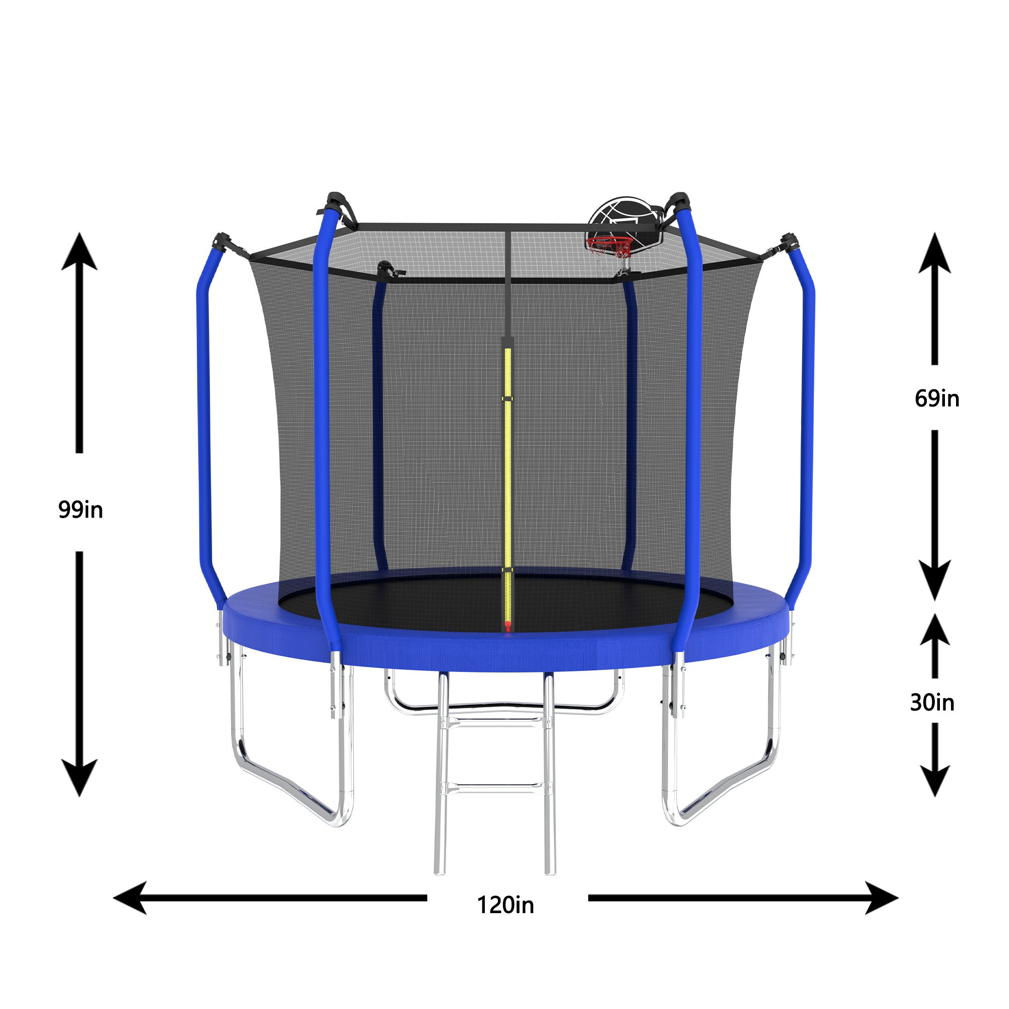 10FT Trampoline with Basketball Hoop,  ASTM Approved Reinforced Type Outdoor Trampoline with Enclosure Net