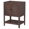 24" Bathroom Vanity Base Only, Soild Wood Frame, Bathroom Storage Cabinet with Doors and Open Shelf, Brown