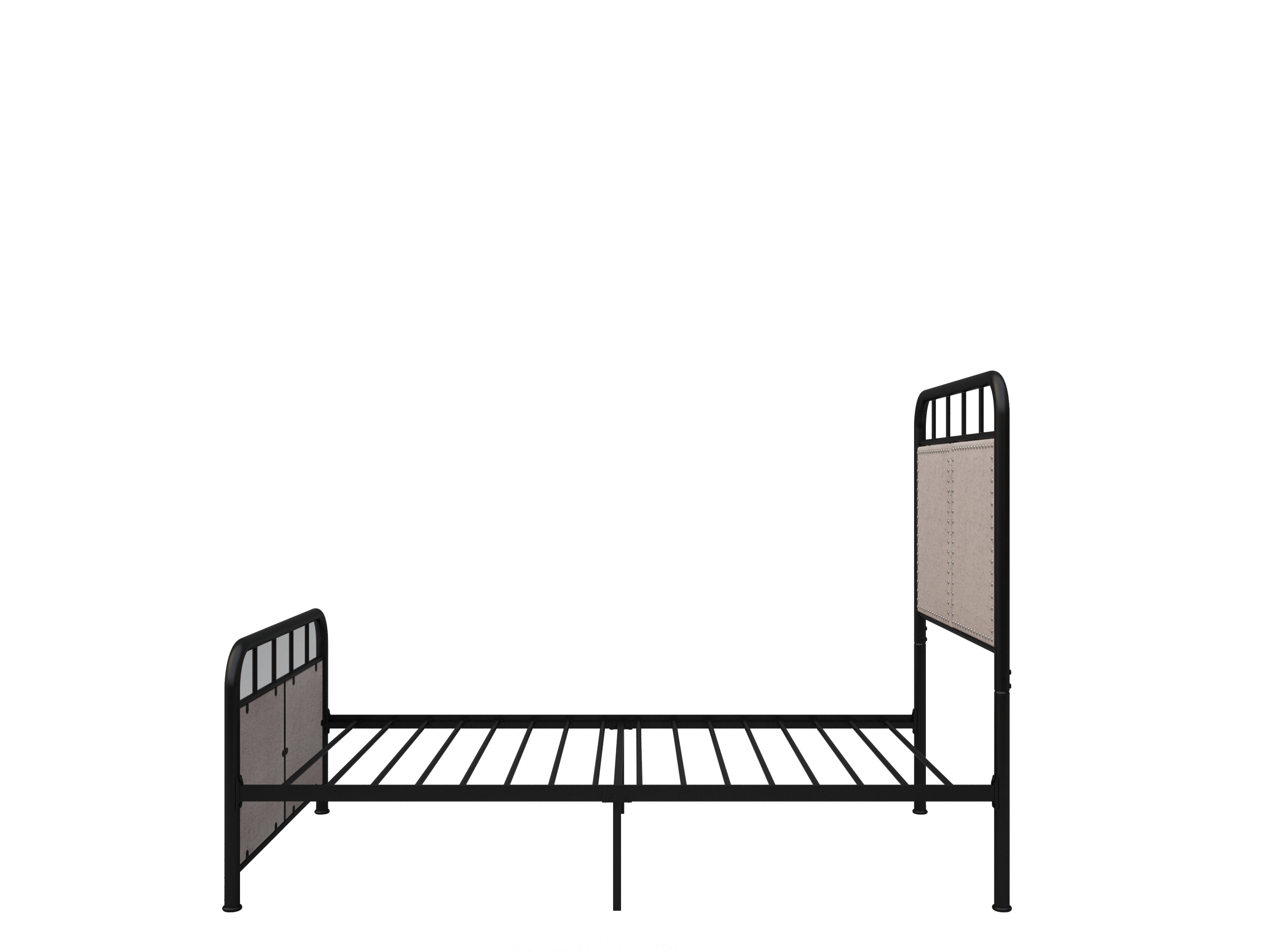 Twin Size Linen Upholstered Platform Metal Bed Frame with  fabric Headboard and Footboard