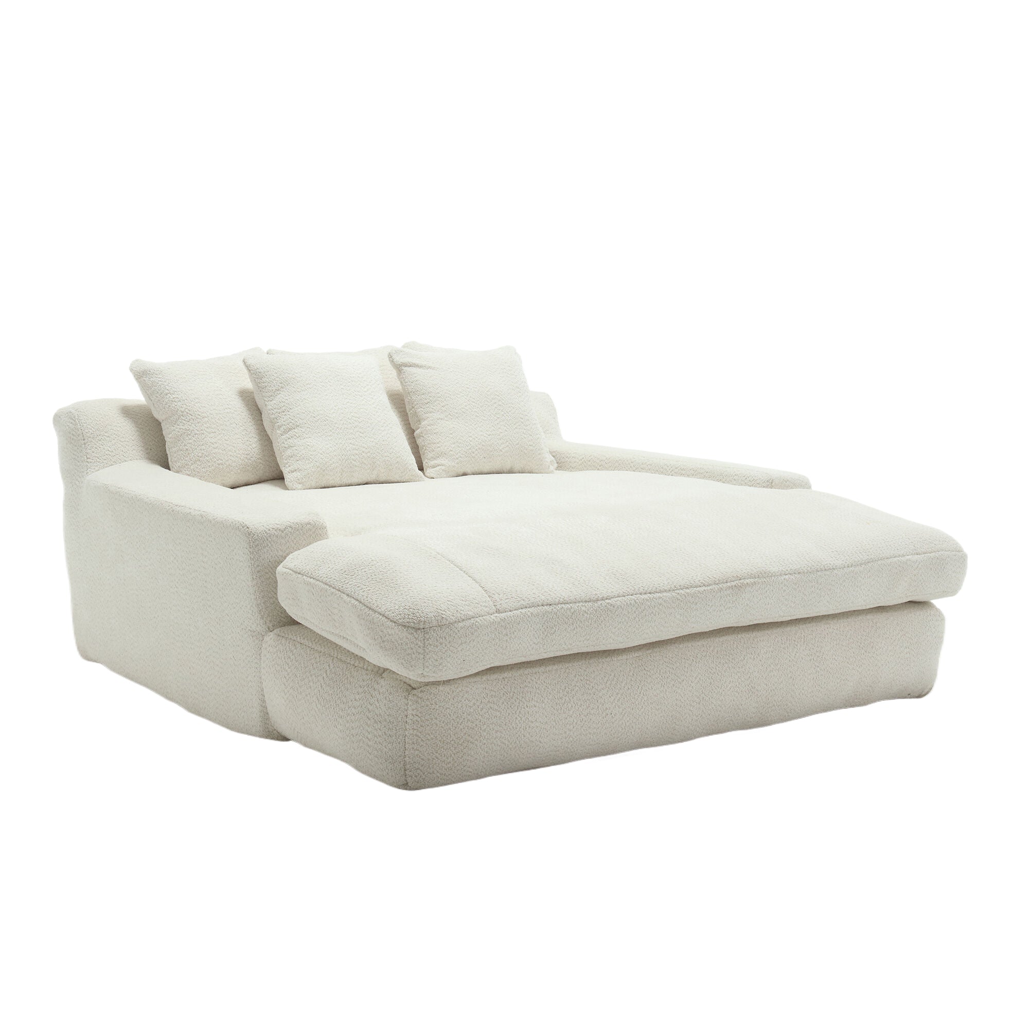 COOLMORE Chenille 2-seater lazy sofa With 5 back pillows,Comfy Sofa- Deep Seat Couch for Living Room,Club (White)