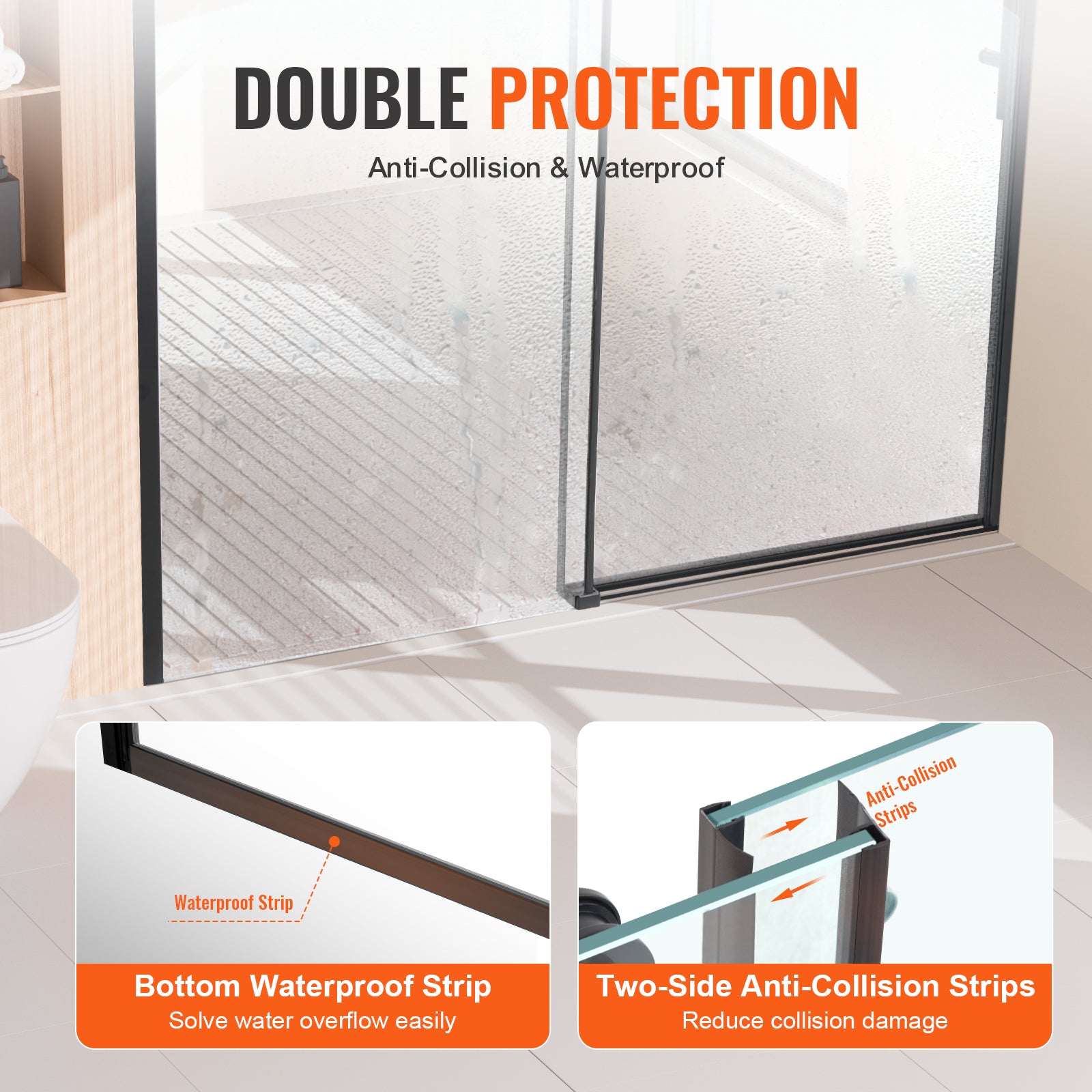 58-59 x 75 in Frameless Sliding Shower Door - 58-59 x 75 in / Matte Black view 3