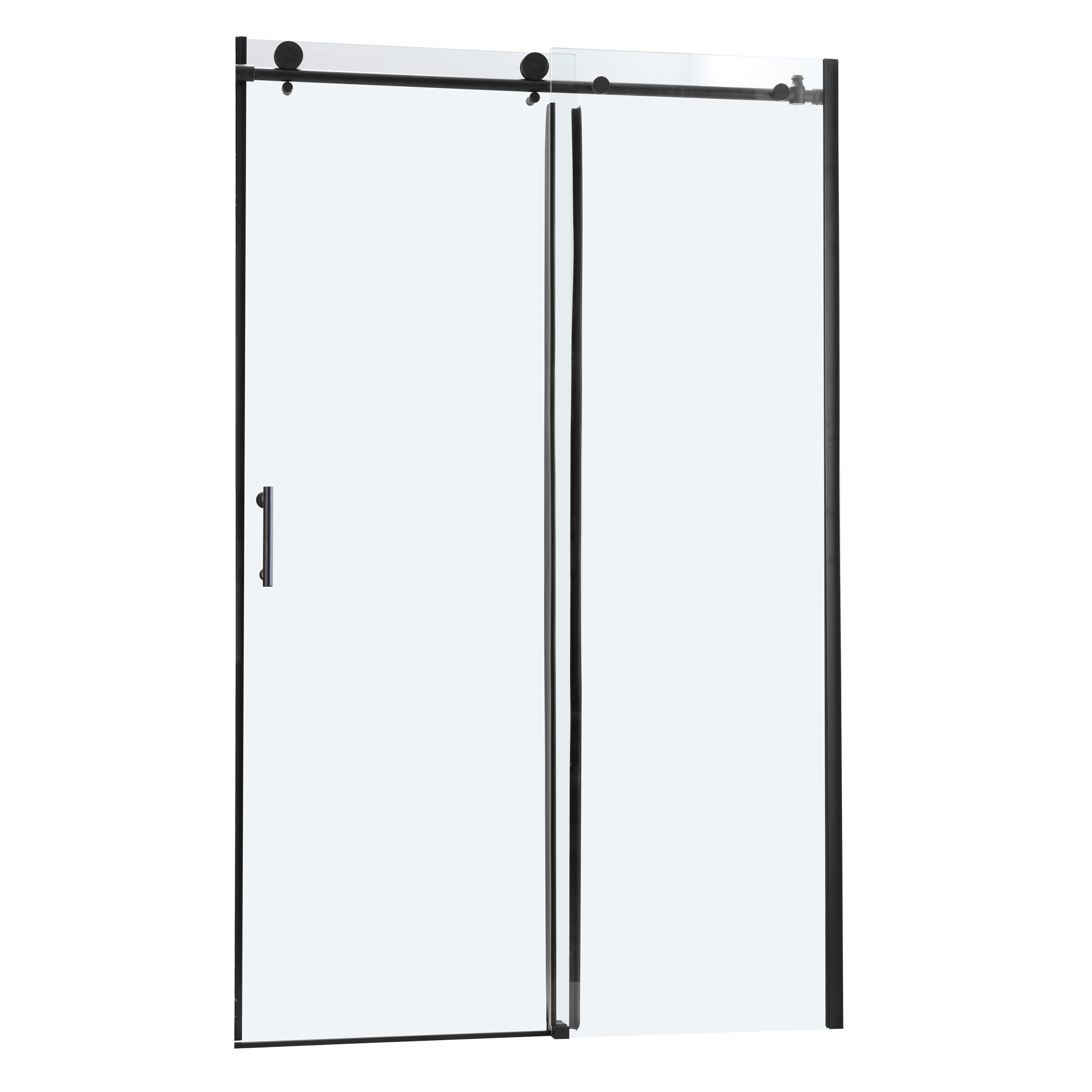 Shower Door 48" W x 76"H Single Sliding Bypass Shower Enclosure,Matte Black