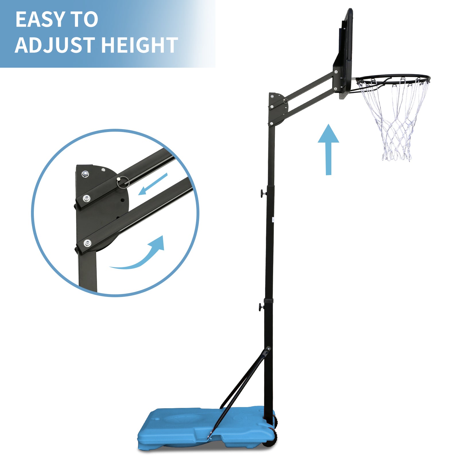 Use for Outdoor Height Adjustable 4.8 to 7.7ft Basketball Hoop 28 Inch Backboard Portable Basketball Goal System with Stable Base and Wheels