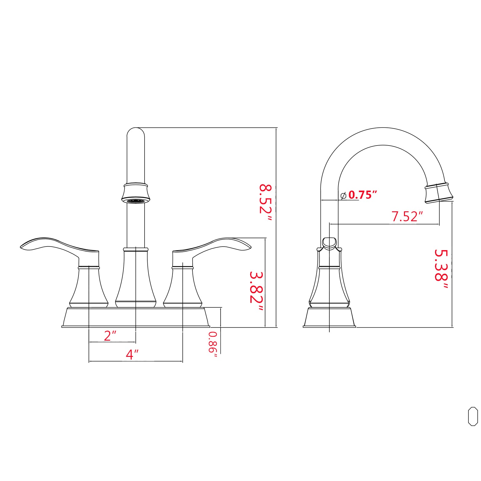 4 inches Centerset Bathroom Faucet 360° Swivel Spout, with Pop Up Drain - Brushed Nickel