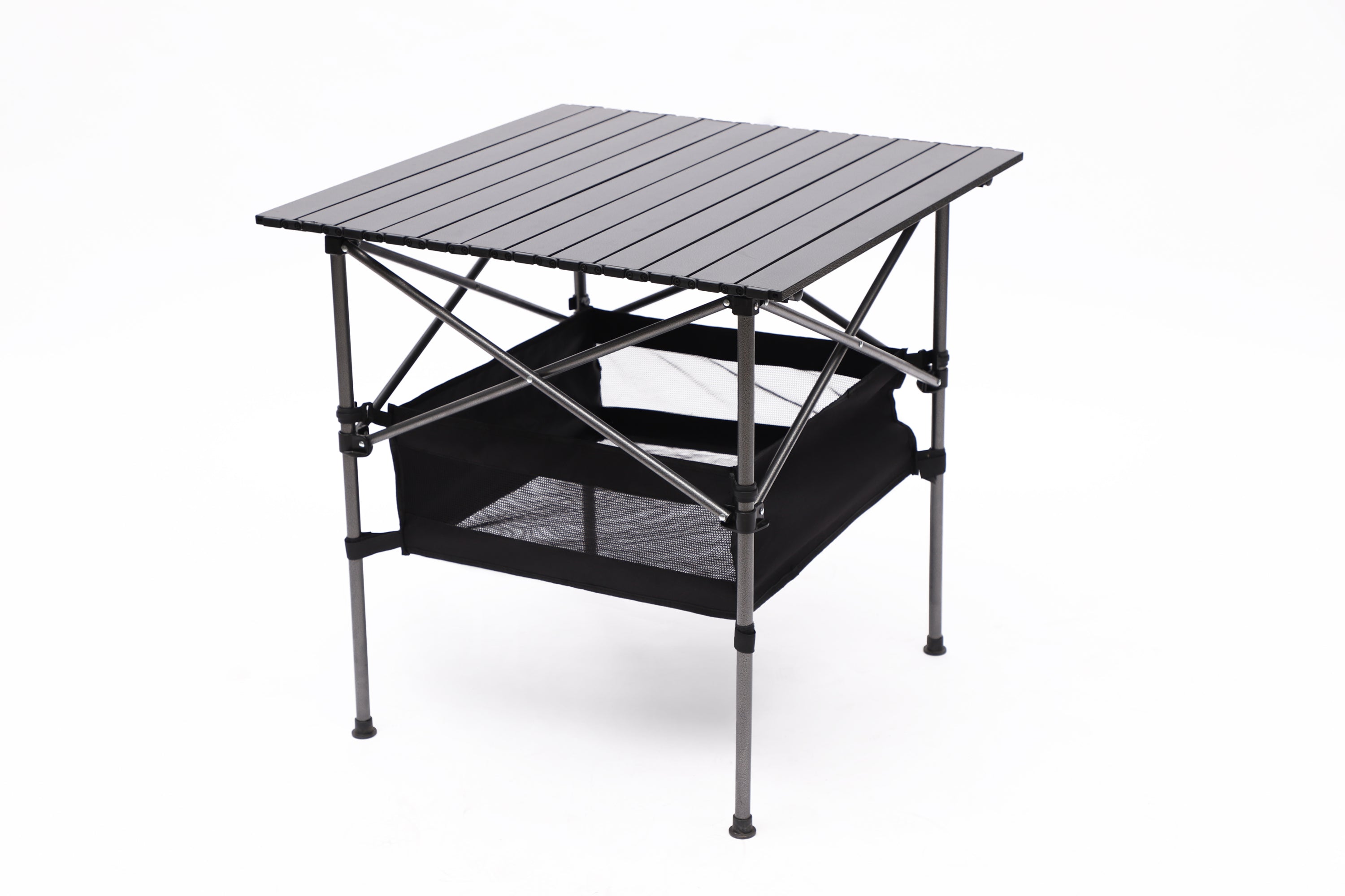 1-piece Folding Outdoor Table with Carrying Bag,Lightweight Aluminum Roll-up Square Table for indoor, Outdoor Camping, Picnics, Beach,Backyard, BBQ, Party, Patio, 27.56X27.56X27.56in, Black