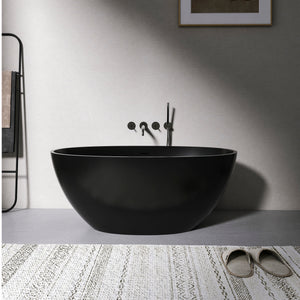 55-inch freestanding solid surface soaking bathtub, front view