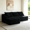 Black modular sectional sofa 96 inch L-shape chaise front view