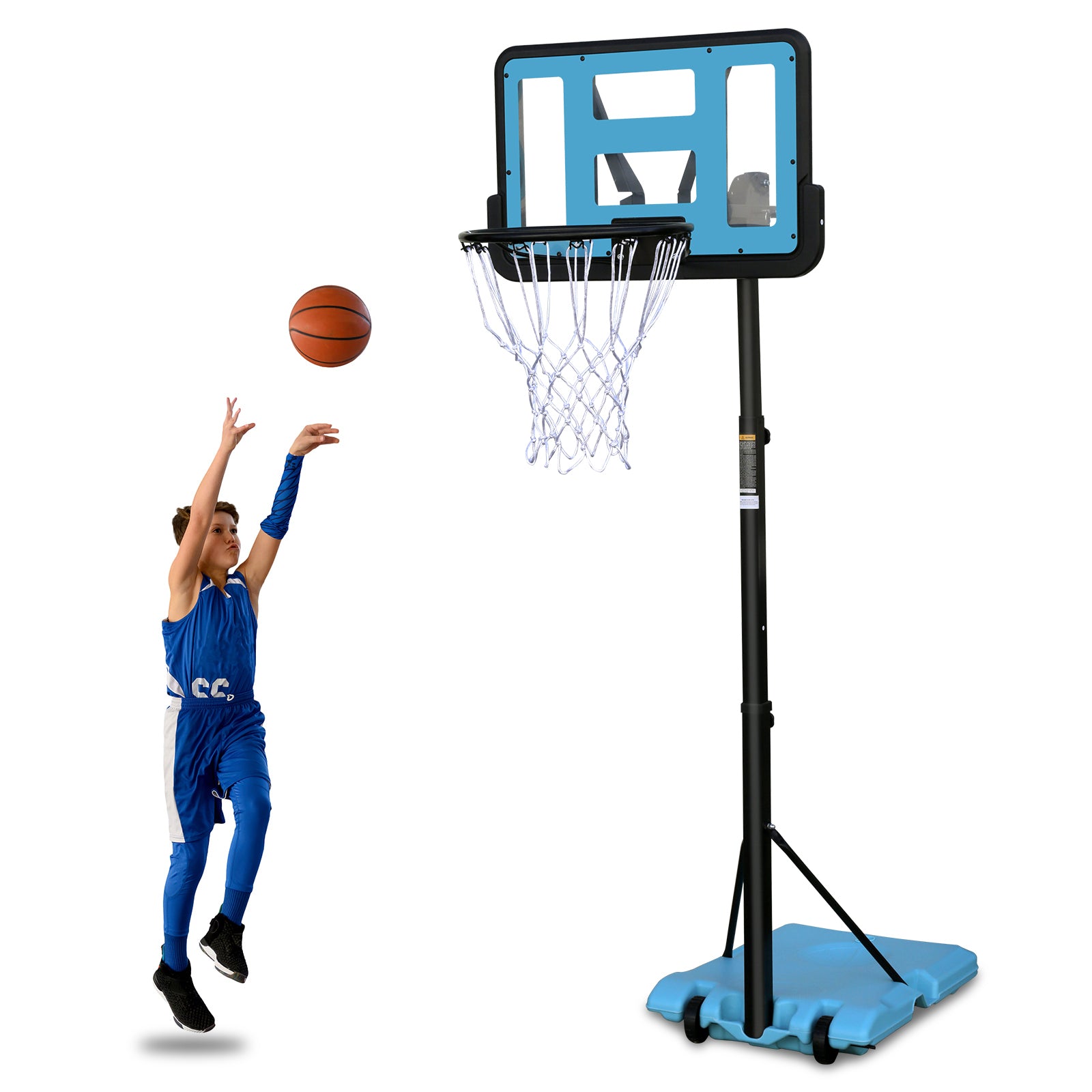 Use for Outdoor Height Adjustable 4.8 to 7.7ft Basketball Hoop 28 Inch Backboard Portable Basketball Goal System with Stable Base and Wheels