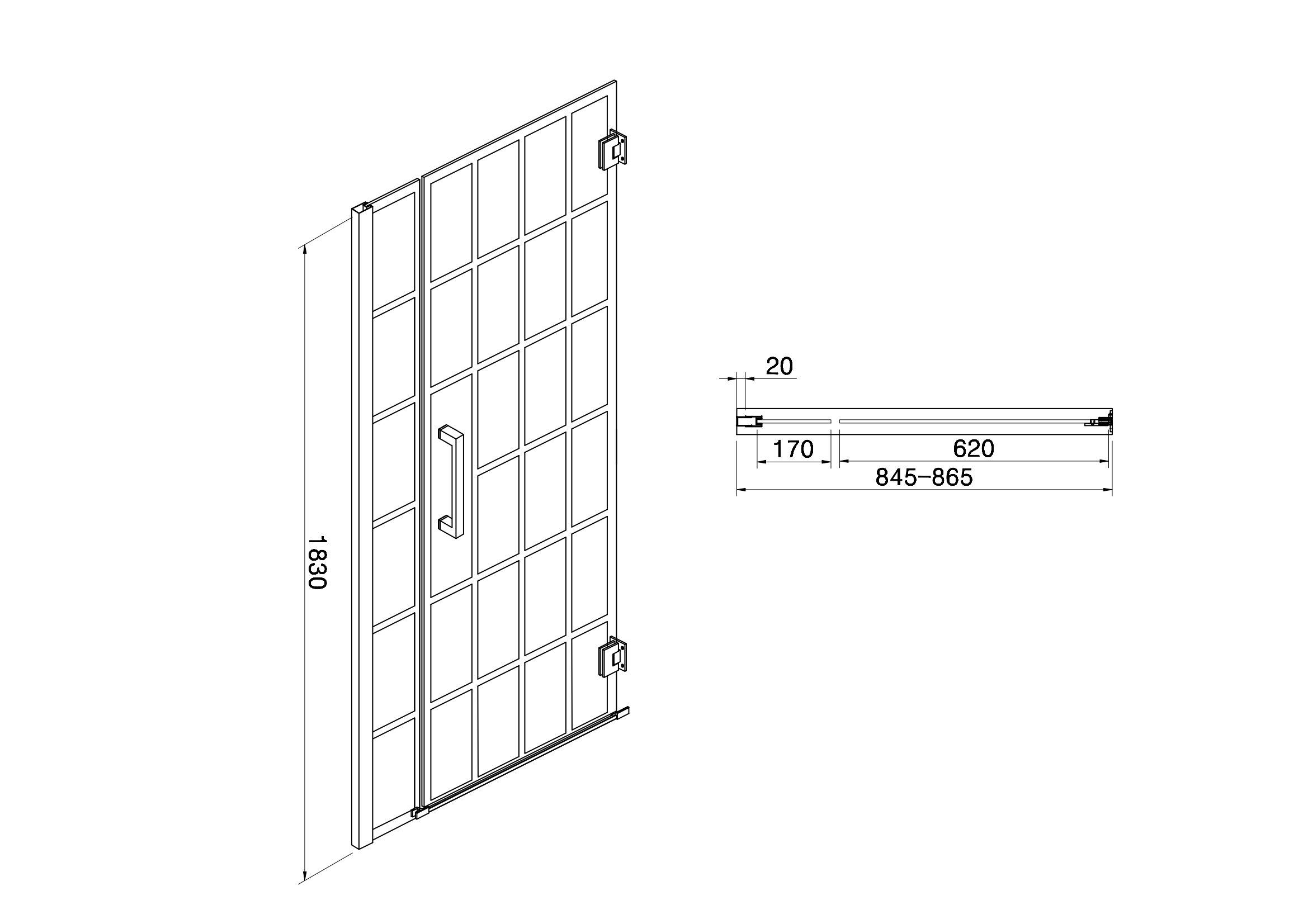 Shower Door 34" W x 72" H Pivot Frameless Shower Door with Pattern Glass, Open Entry Design in Matte Black