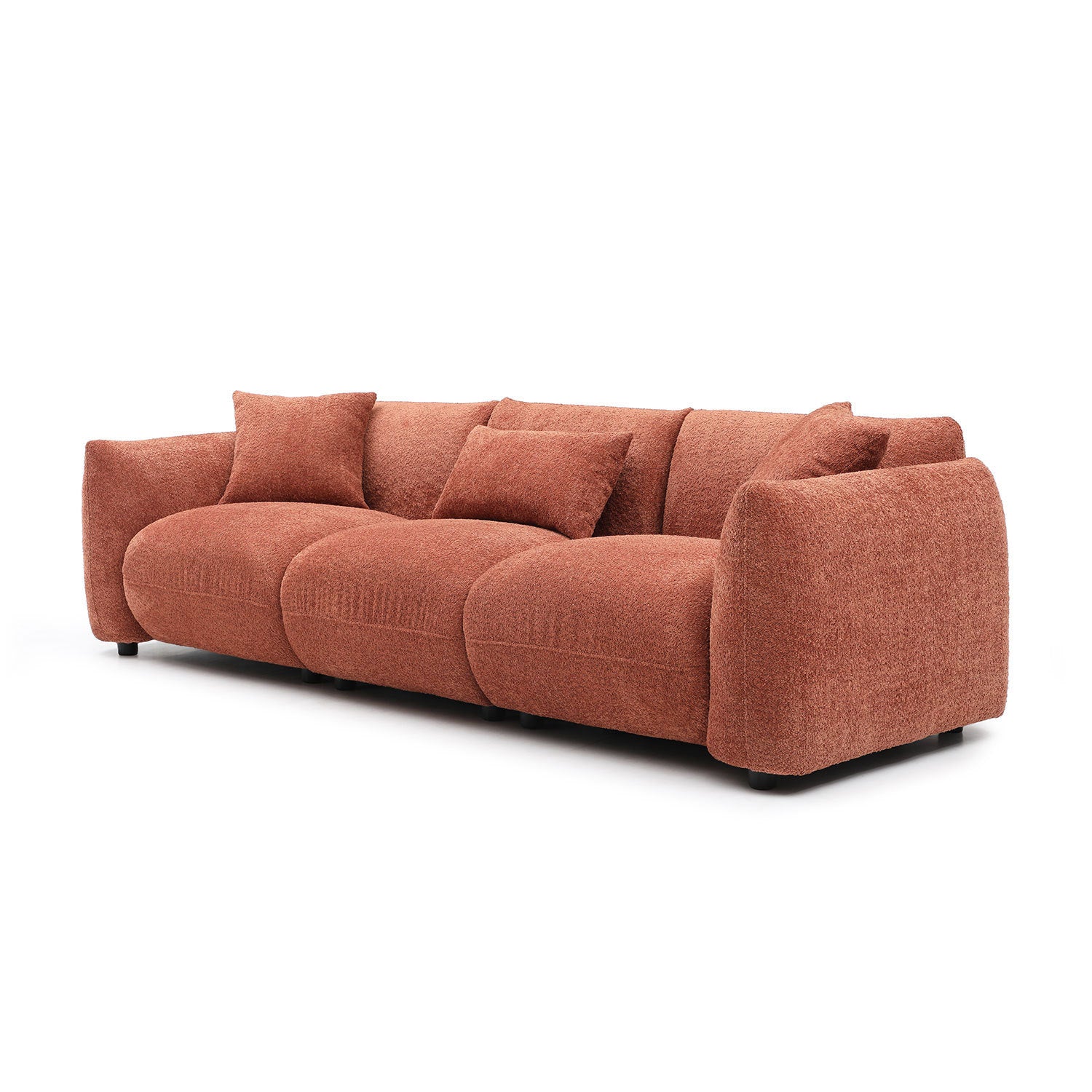 Mid Century Modern Couch 3-Seater Sofa for Livingroom, Orange