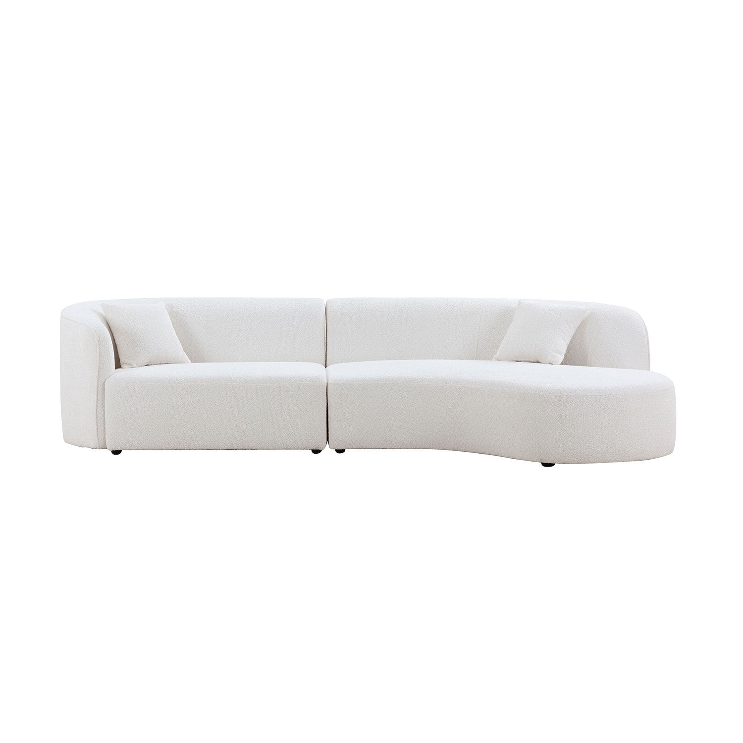 Luxury Modern Style Living Room Upholstery Curved Sofa with Chaise 2-Piece Set, Right Hand Facing Sectional,  Boucle Couch, White