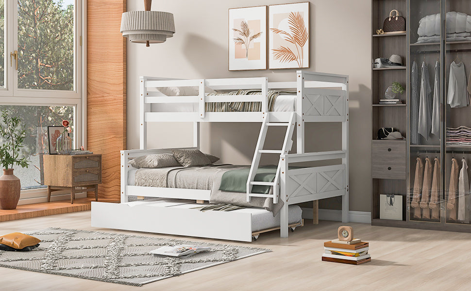 White twin over full bunk bed ladder and guardrail detail