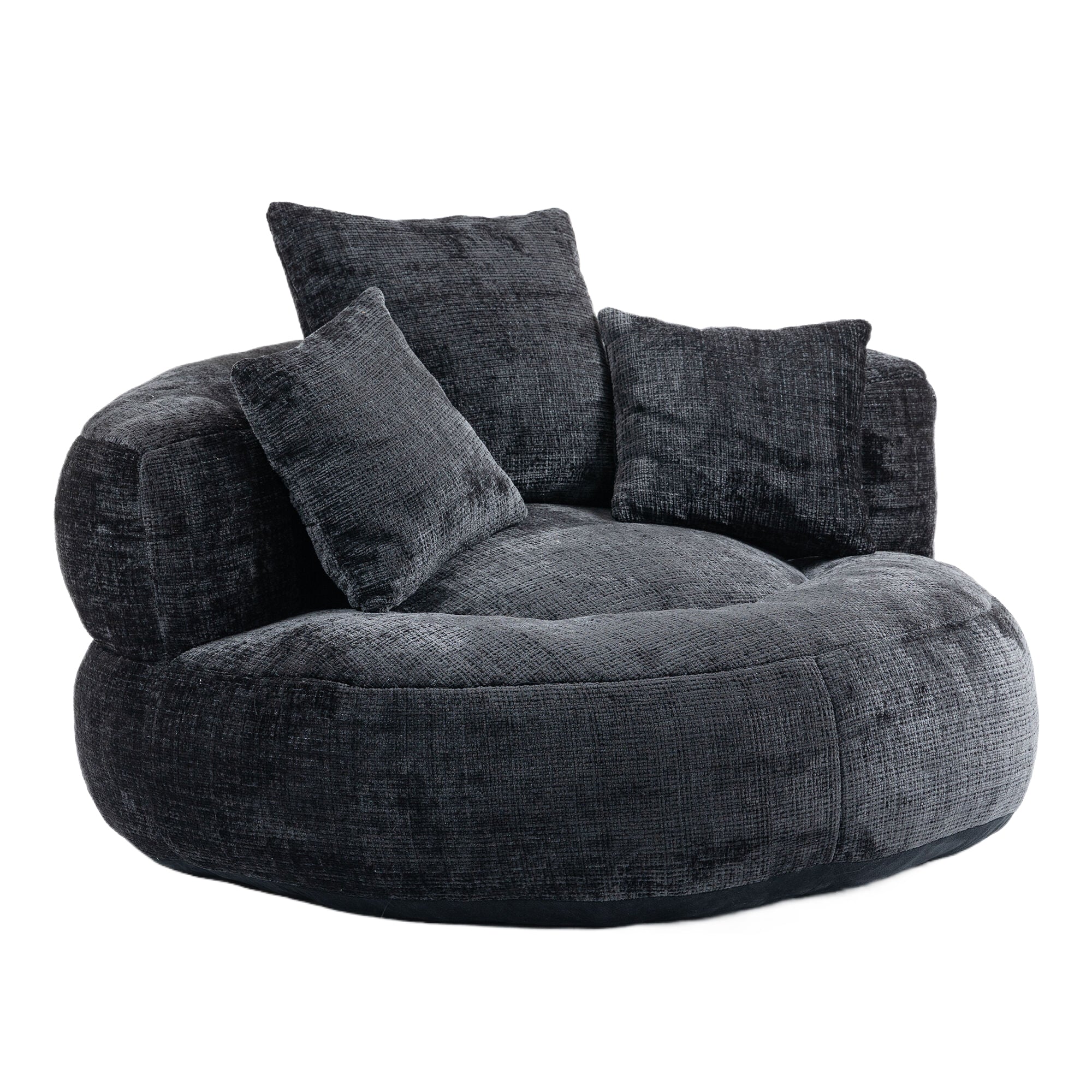 COOLMORE Lazy Sofa Durable Comfort Lounger High Back Bean Bag Chair Couch With Three Pillows for Adults and Kids, Indoor & Outdoor,  Single Gaming Sofa Chair For Bedroom,Office (Black Chenille)