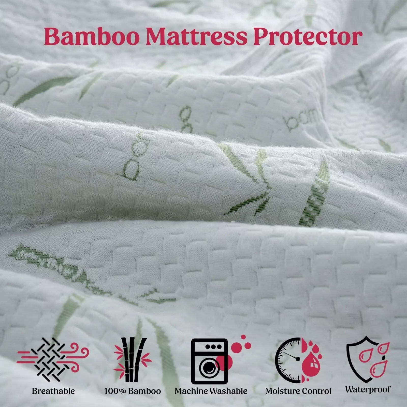 Waterproof Bamboo Mattress Protector - Hypoallergenic & Breathable Mattress Cover