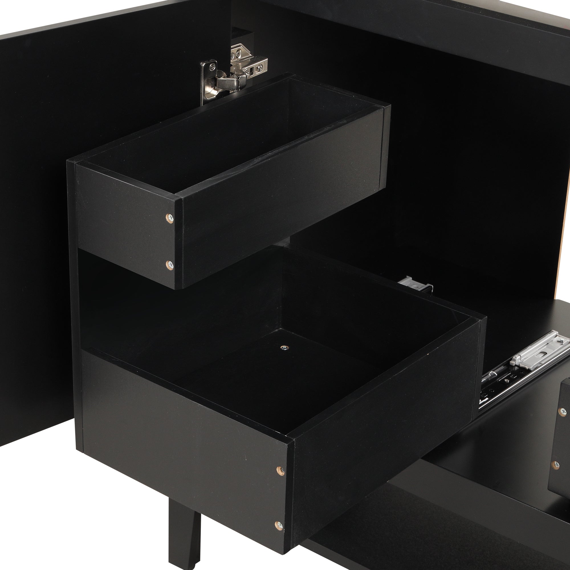 36" Bathroom Vanity with Sink, Multi-functional Bathroom Cabinet with Doors and Drawers, MDF Frame and MDF Board, Black