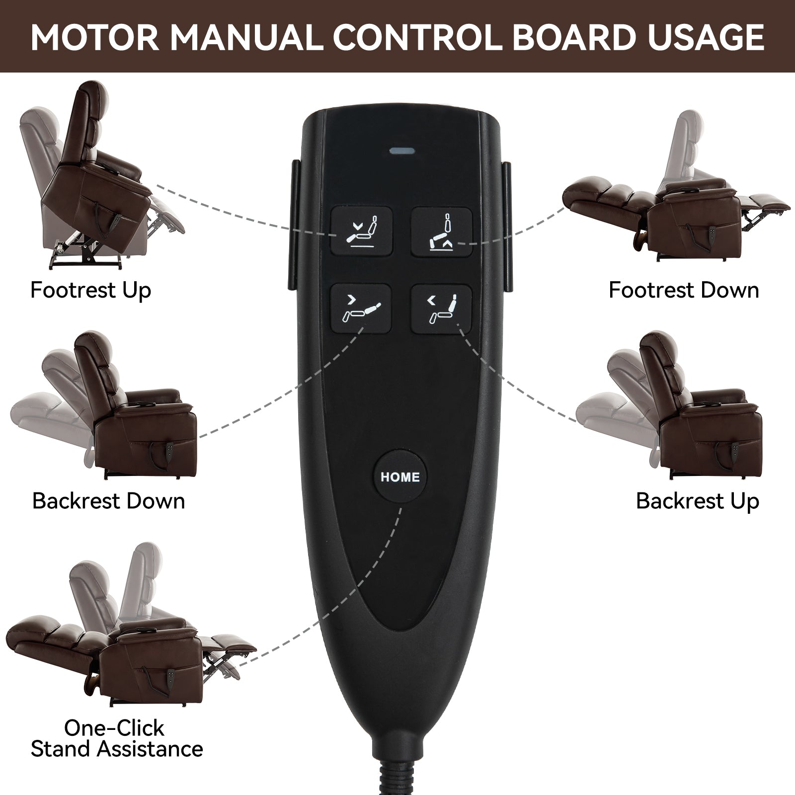 Brown Leatheraire Dual Motor Infinite Position Up to 350 LBS Power Lift Recliner Chair with Power-Remote, Heat Massage and Heavy Duty Motion Mechanism