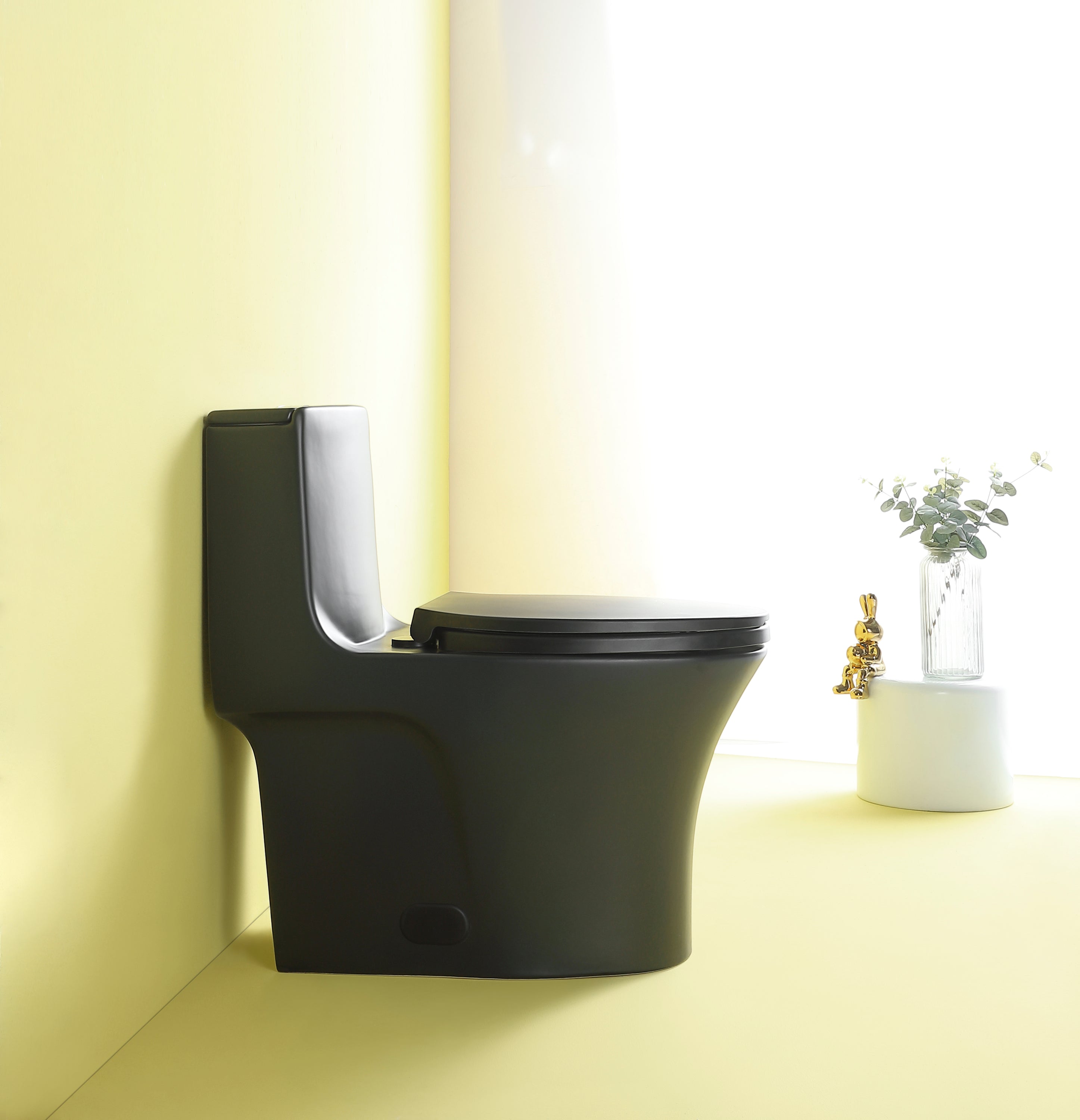 1.1/1.60 GPF Dual-Flush One Piece Toilet, Water-Saving Elongated Comfort Height Floor Mounted, Soft Closing Seat, 1000 Gram Map Flushing Score Toilet, Matte Black 23T02-MB