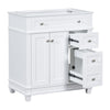 30" Bathroom Vanity Cabinet without Sink, Free Standing Vanity with 2 Drawers& Soft Closing Doors, Solid Wood Frame Bathroom Cabinet, White (NOT INCLUDE SINK)