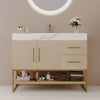 36-inch modern freestanding bathroom vanity with sintered stone top and ceramic sink, front view