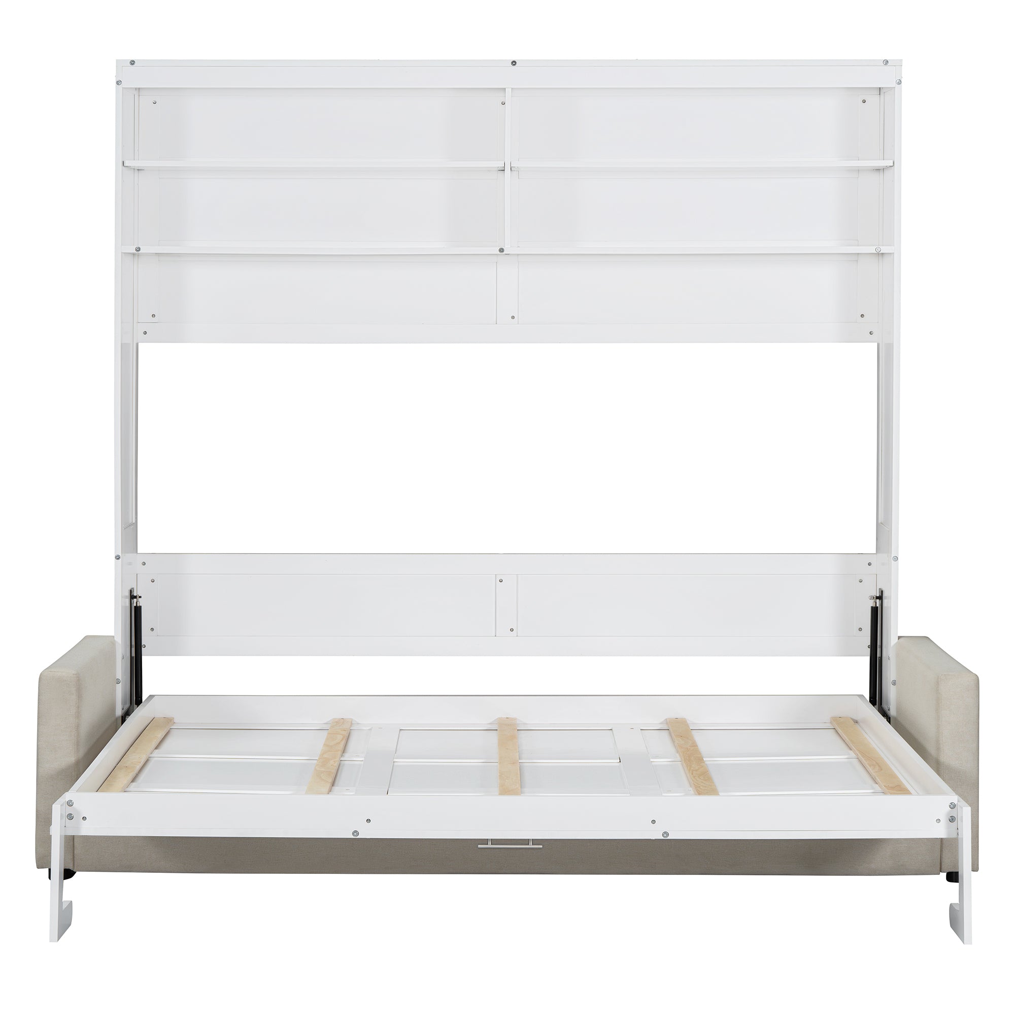 Queen Size Murphy Bed Wall Bed with Sofa,White