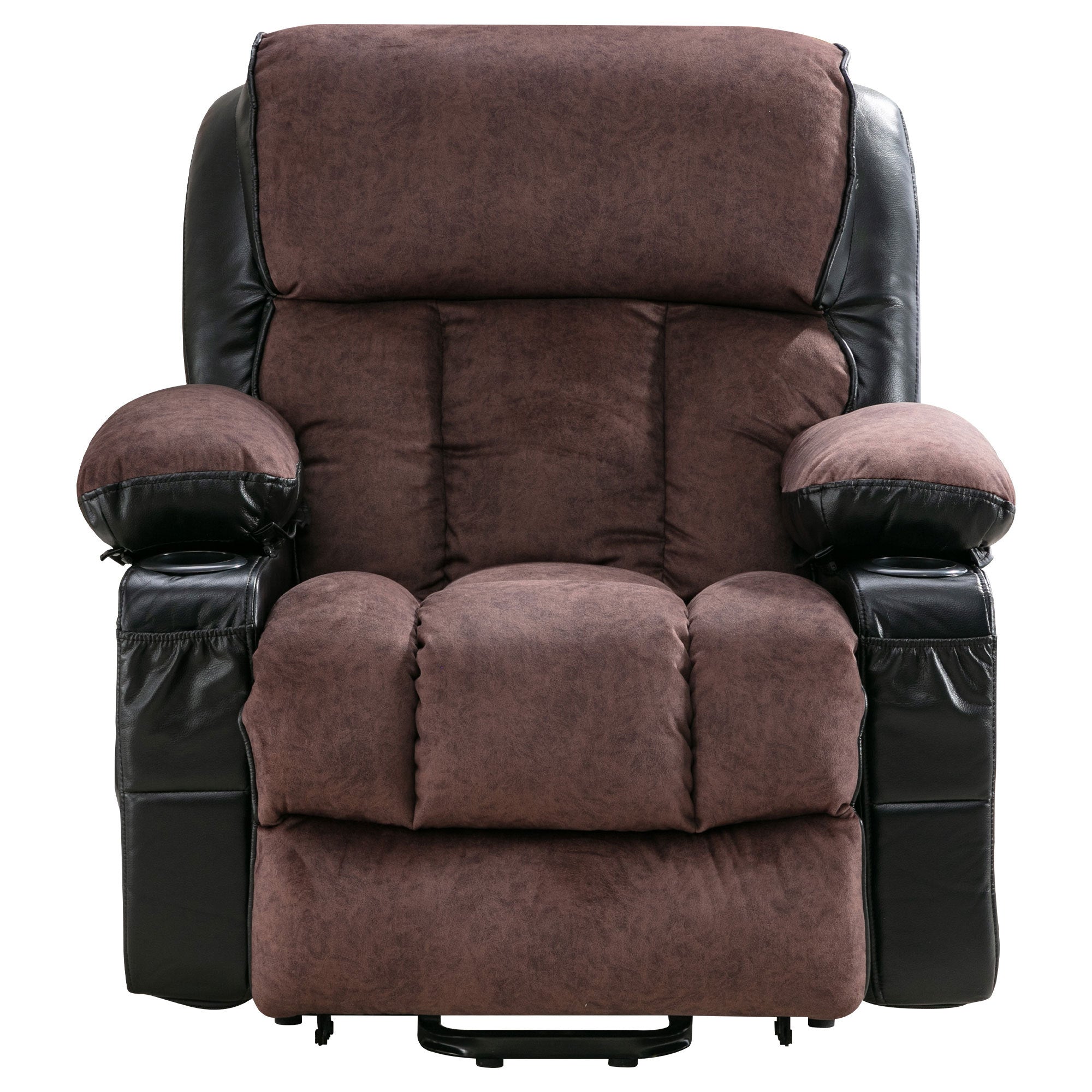 Power Electric massage lift lounge chair, suitable for the elderly, with heating and vibration functions,Fleece leather with USB, can be used for lying down. BLACK BROWN A+B box