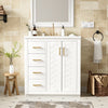 30-inch freestanding bathroom vanity with ceramic sink combo, solid wood frame, front view