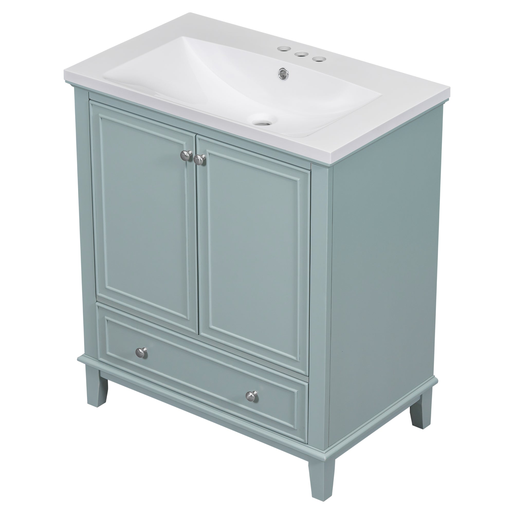 30" Bathroom Vanity with Sink Combo, Multi-functional Bathroom Cabinet with Doors and Drawer, Solid Frame and MDF Board, Green (Old Sku:SY999606AAC)