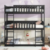 Twin triple bunk bed, black, side profile showing three sleeping tiers