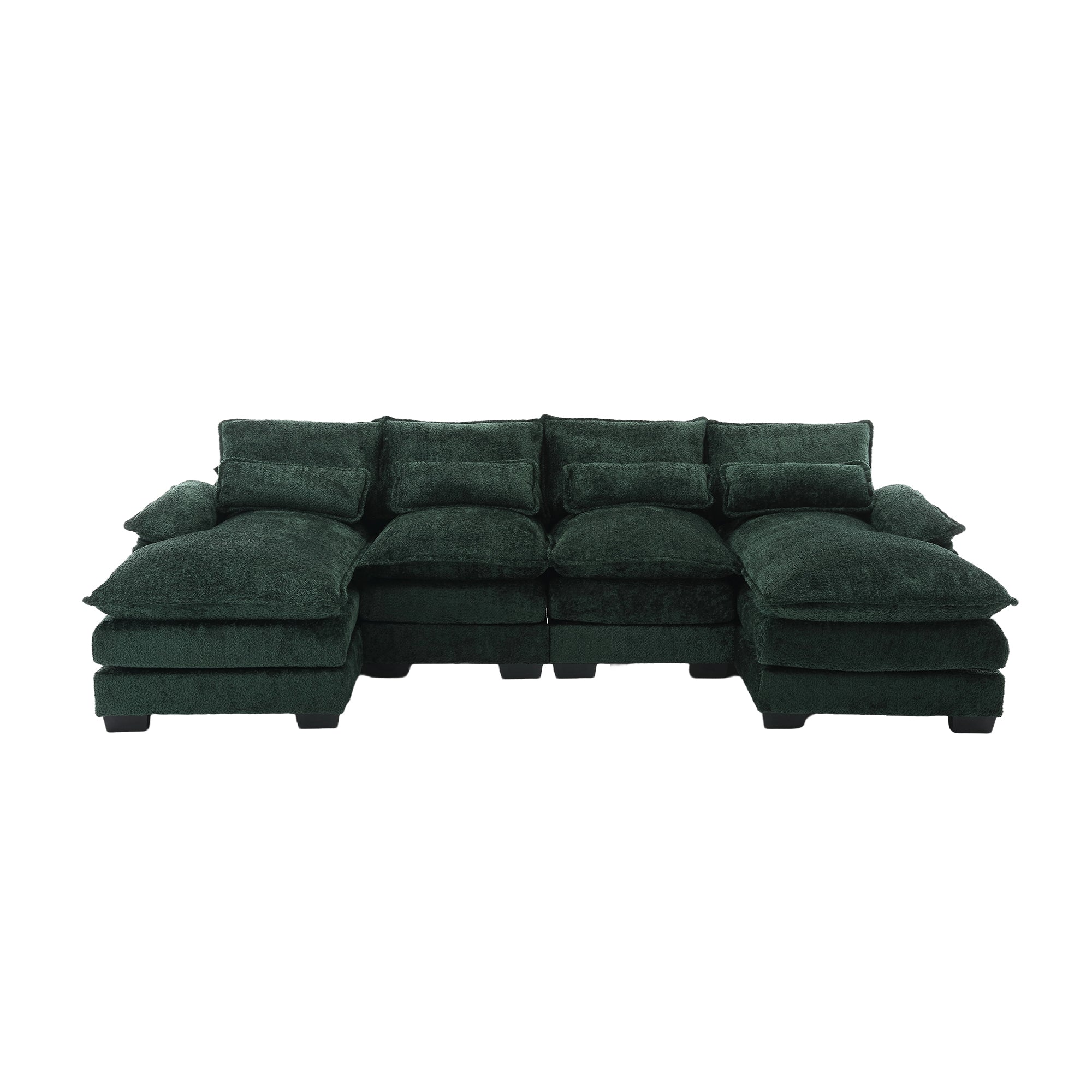 UNITED WE WIN Modern Large chenille Fabric U-Shape Sectional Sofa,strong support for up to 500 pounds, filled with high-quality high-density sponge and high-quality memory foam