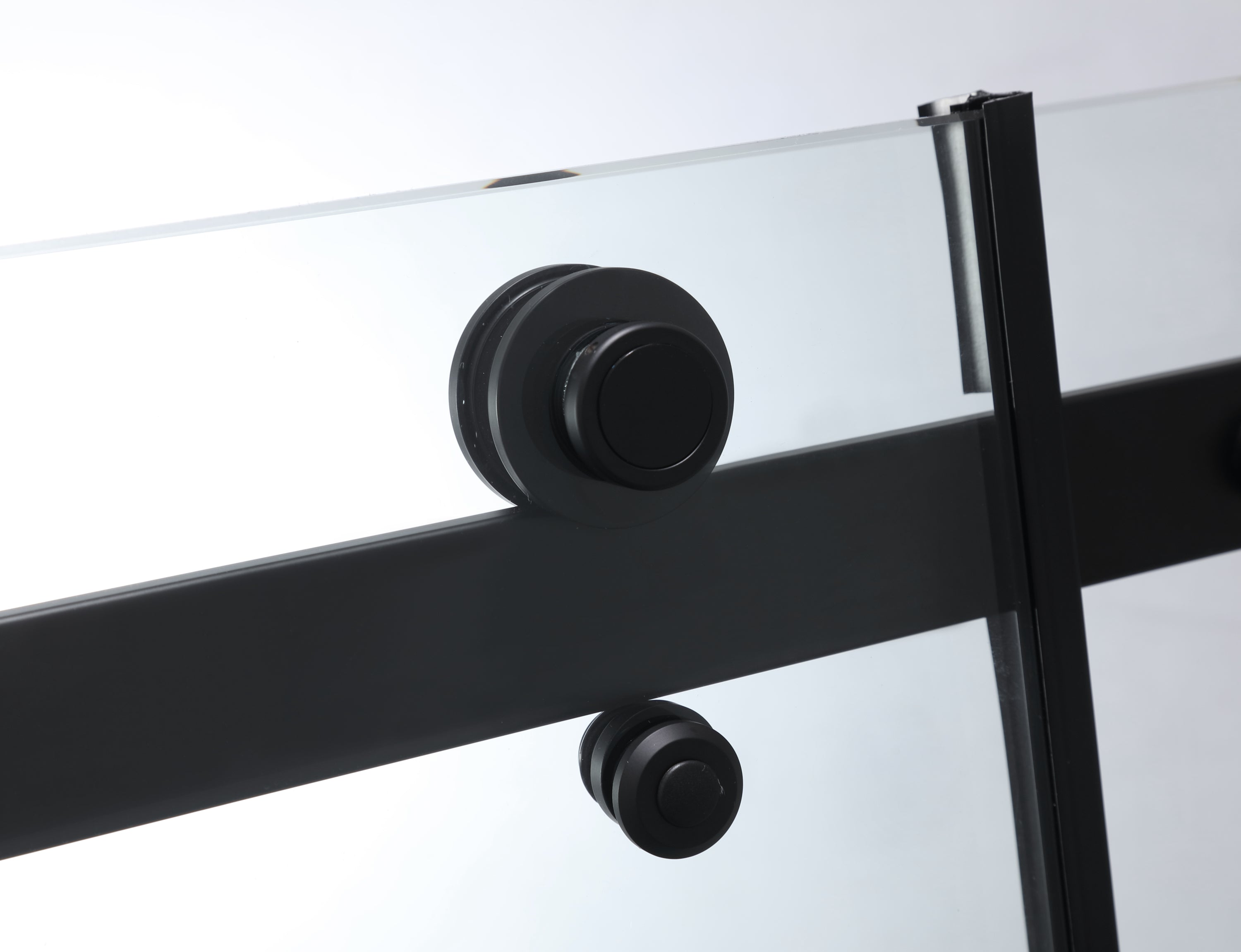 Frameless Sliding Glass Shower Doors 72"W x 76"H with 3/8"(10mm) Clear Tempered Glass, Matt Black Finish