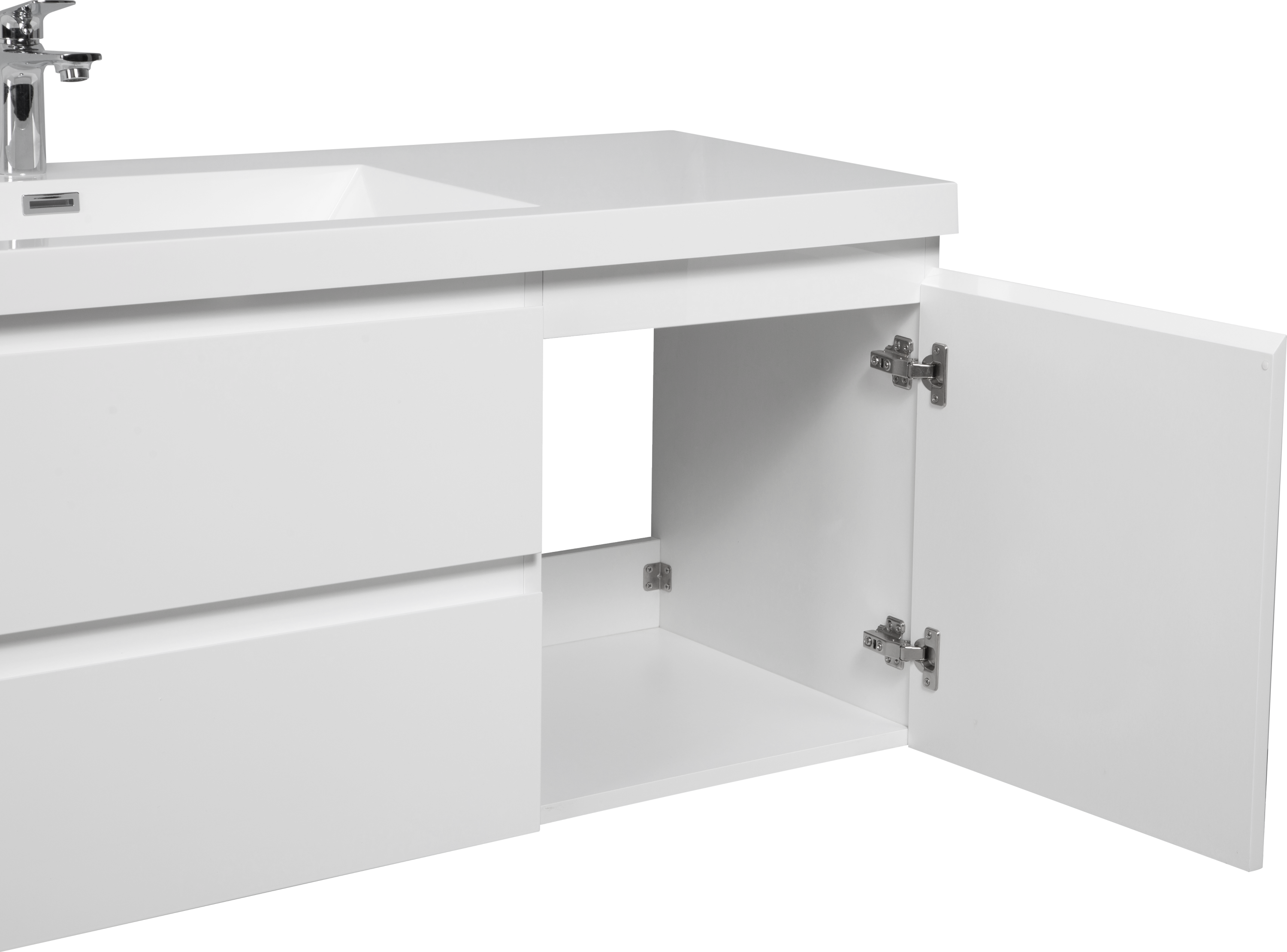 60" Floating Bathroom Vanity with Sink, Modern Wall-Mounted Bathroom Storage Vanity Cabinet with Resin Top Basin and Soft Close Drawers, Glossy White 24V11-60SGW