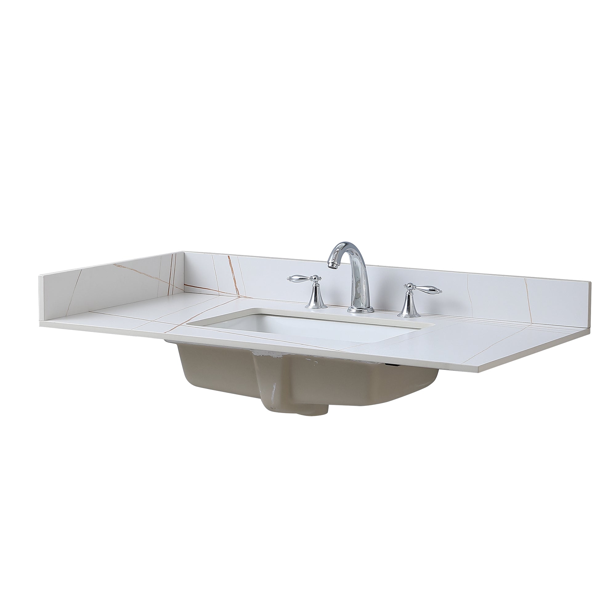 Montary Sintered stone   bathroom vanity top white gold  side splash