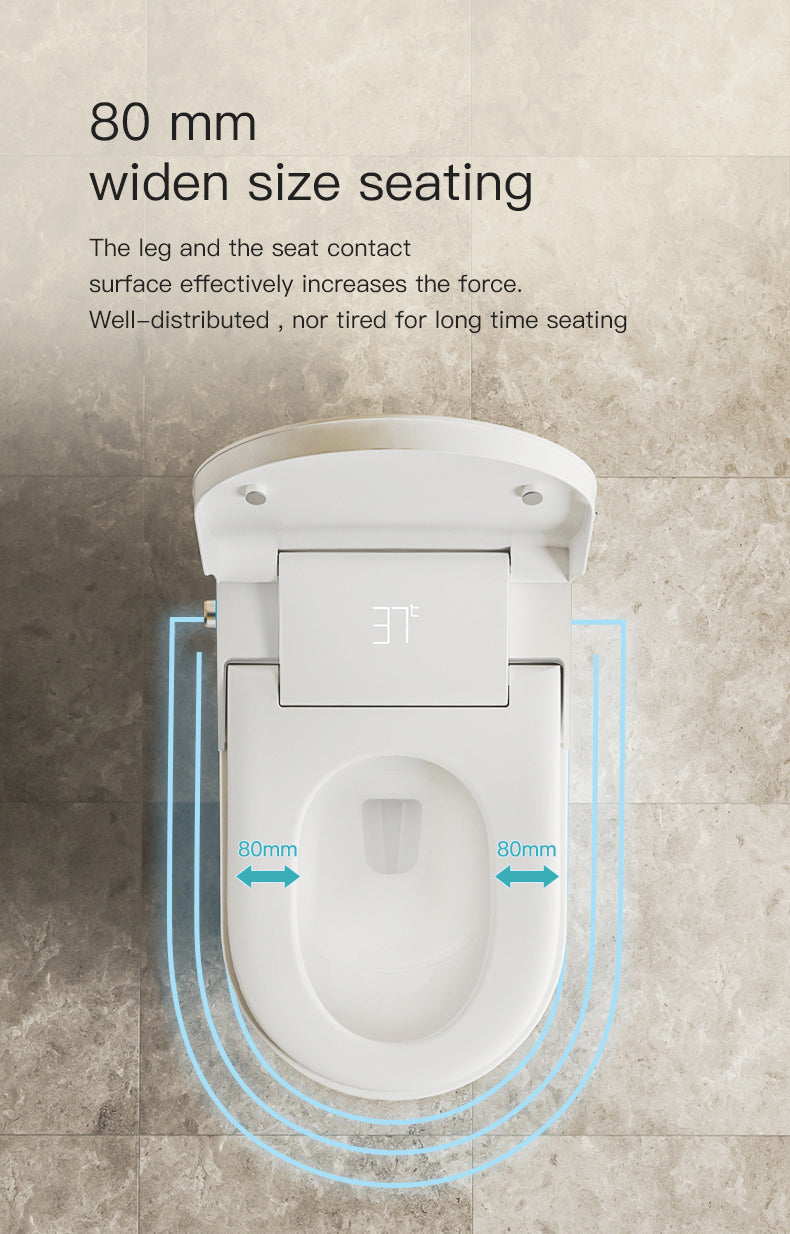 Smart Toilet with Built-in Heated Seat, Tankless Toilet with Auto Flushing, Adjustable Seat Temp, Flush Remote Control LED Digital Display, Elongated