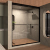 Semi-Frameless Sliding Shower Door 56-60"W x 72"H, Bathroom Sliding Door with 5/16" Clear Tempered Glass, Matte Black Finish, Designed for Smooth Door Closing