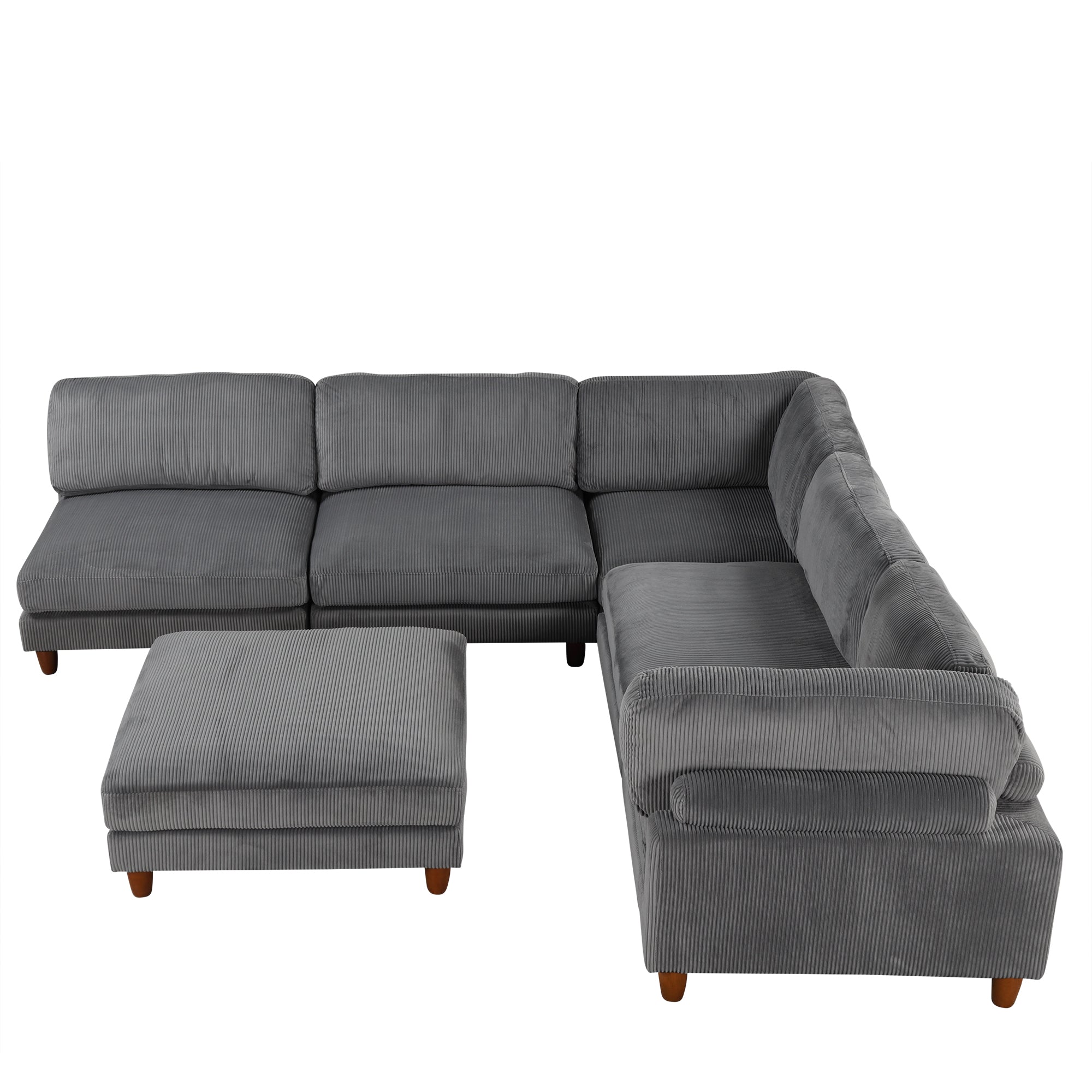 U-style 163''Modular Sectional Sofa,with Ottoman L Shaped Corner Sectional for Living Room,,Office,  Apartment (6-Seater)