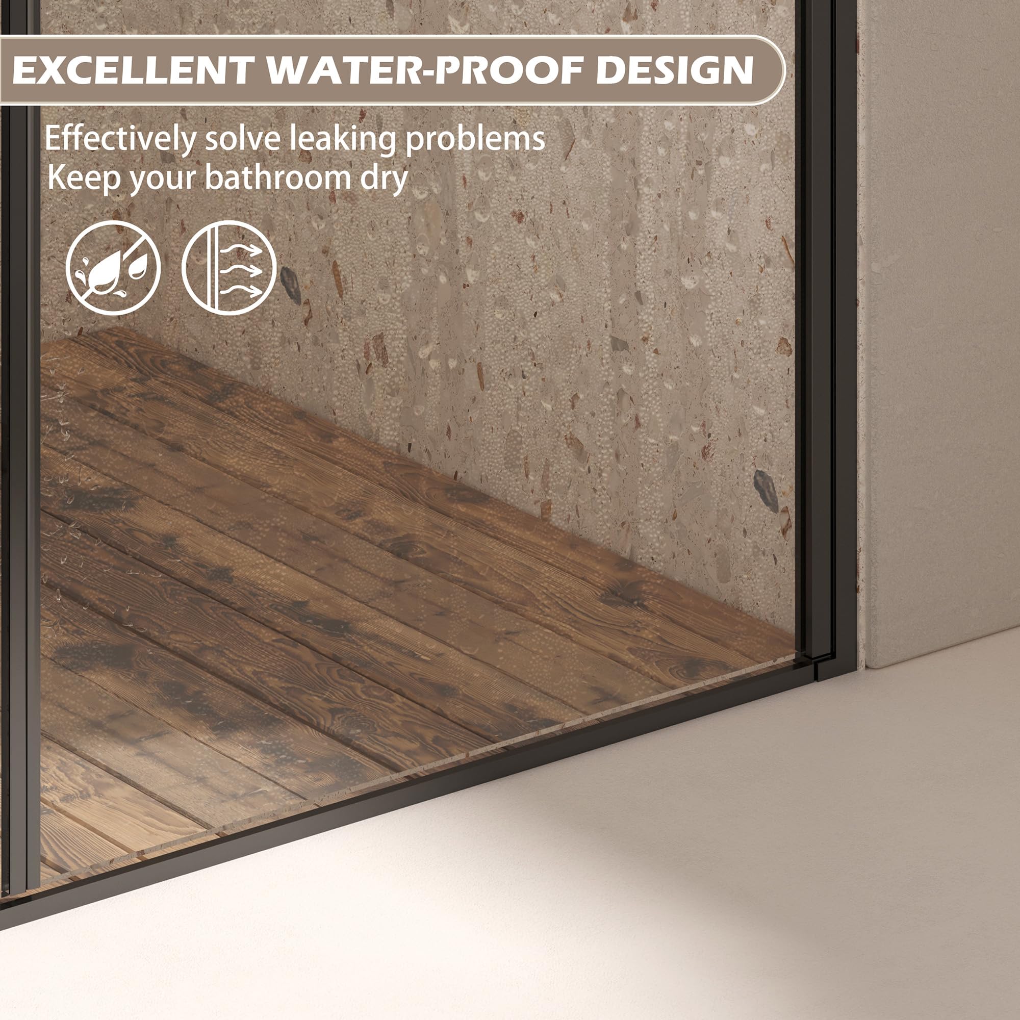 48 x 72 in Frameless Pivot Shower Door - 48 x 72 in / Matte Black view 5