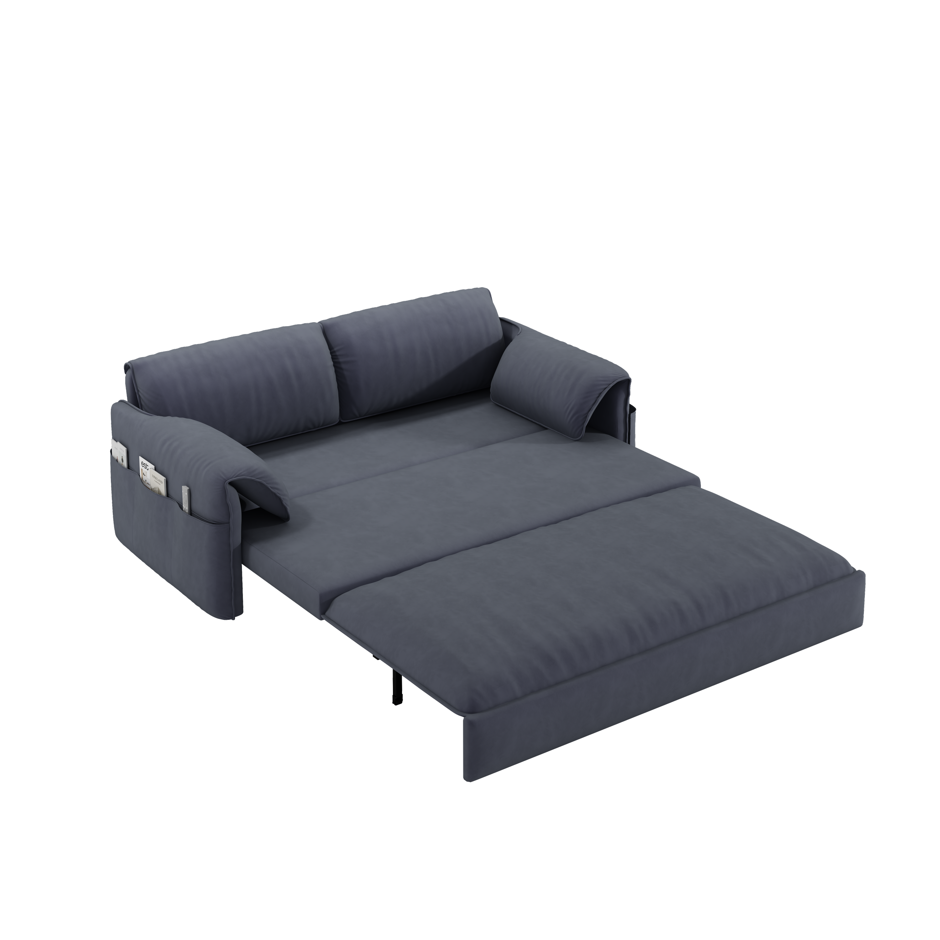 63.8" Queen Pull Out Sofa Bed, 3-in-1 Convertible Sleeper Sofa with Side Storage,Multi-Functional Velvet Loveseat Bed for Living Room,Bedroom,Apartment,Office,Grey(Old Sku:W1885122052/W1885P154639
)