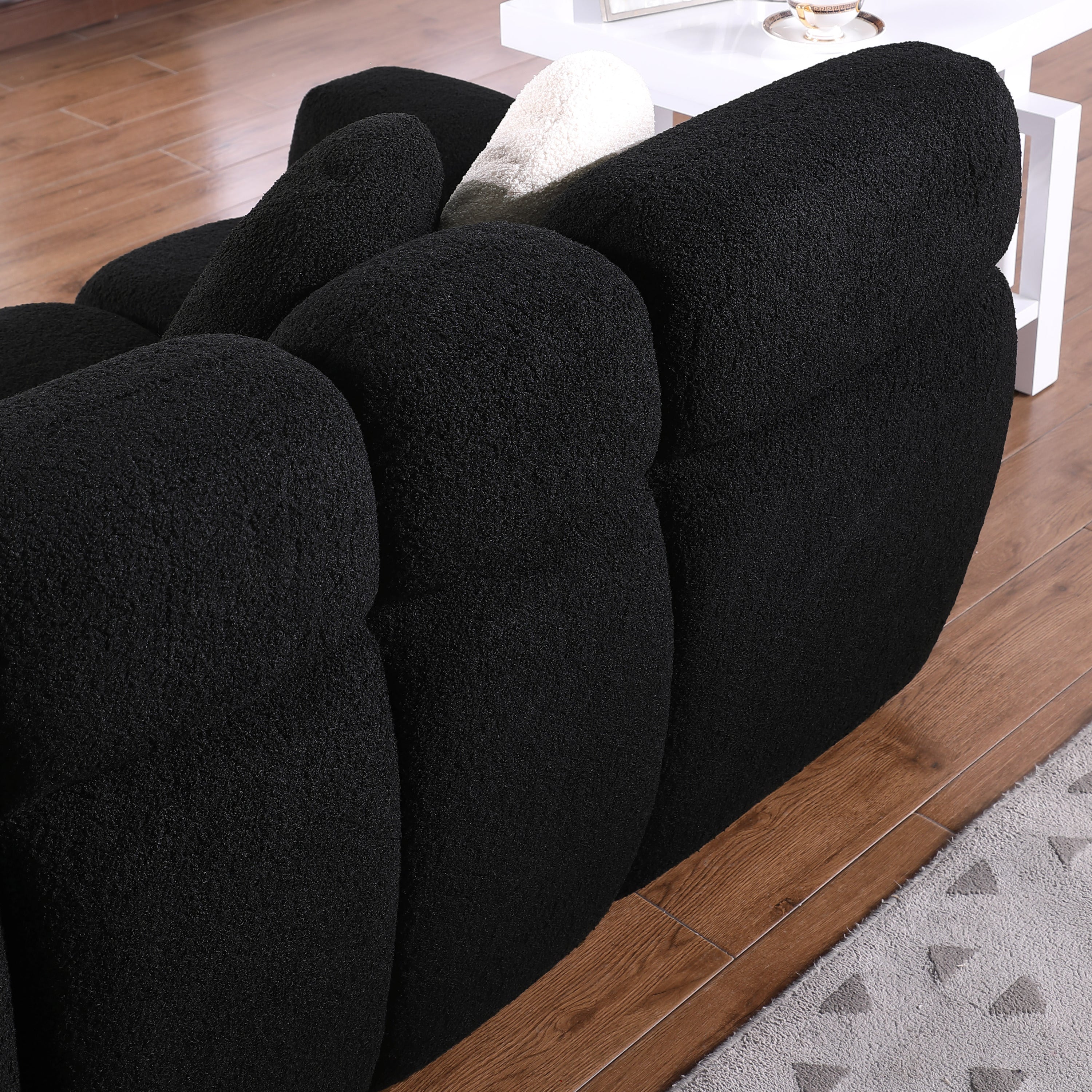 64.96 length ,35.83" deepth ,human body structure for USA people,  marshmallow sofa,boucle sofa ,2  seater, BEIGE  BOUCLE