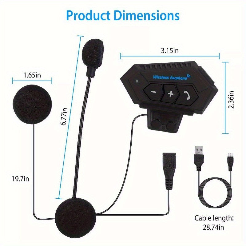 Motorcycle Helmet Wireless Earphone Speaker Motorcycle Waterproof Black Headphones