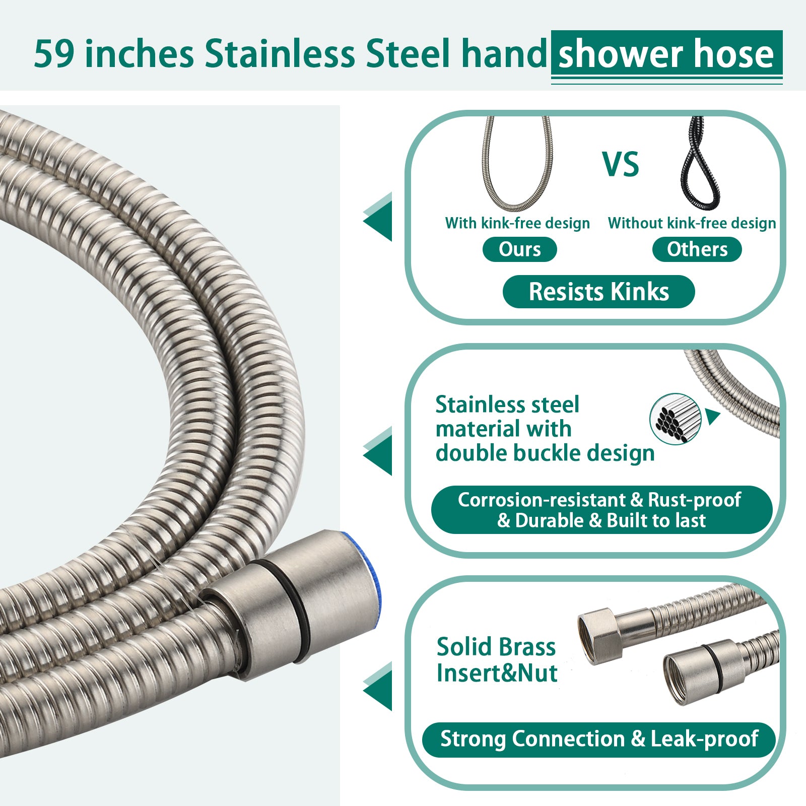 Drill-Free Stainless Steel Slide Bar Combo Rain Showerhead 7-Setting Hand, Dual Shower Head Spa System with Tup Spout (Rough-in Valve Included)