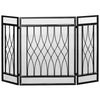 3-Panel Folding Fireplace Screen, Metal Mesh Fire Spark Guard for Wood Burning, 49.5" x 31.5", Black