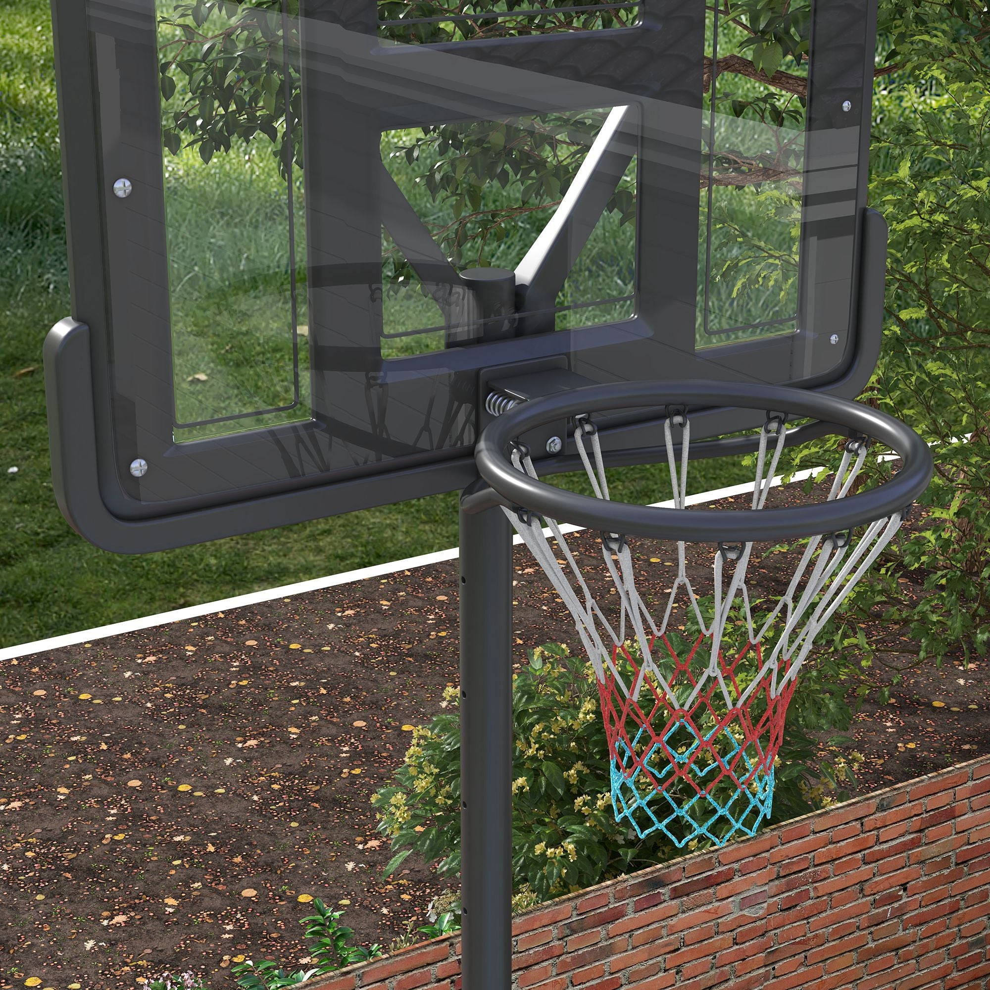 Soozier Portable Basketball Hoop, 7.5-10FT Height Adjustable Swimming Pool Basketball Goal with 43.25" Backboard, Wheels and Fillable Base, for Youth & Adults