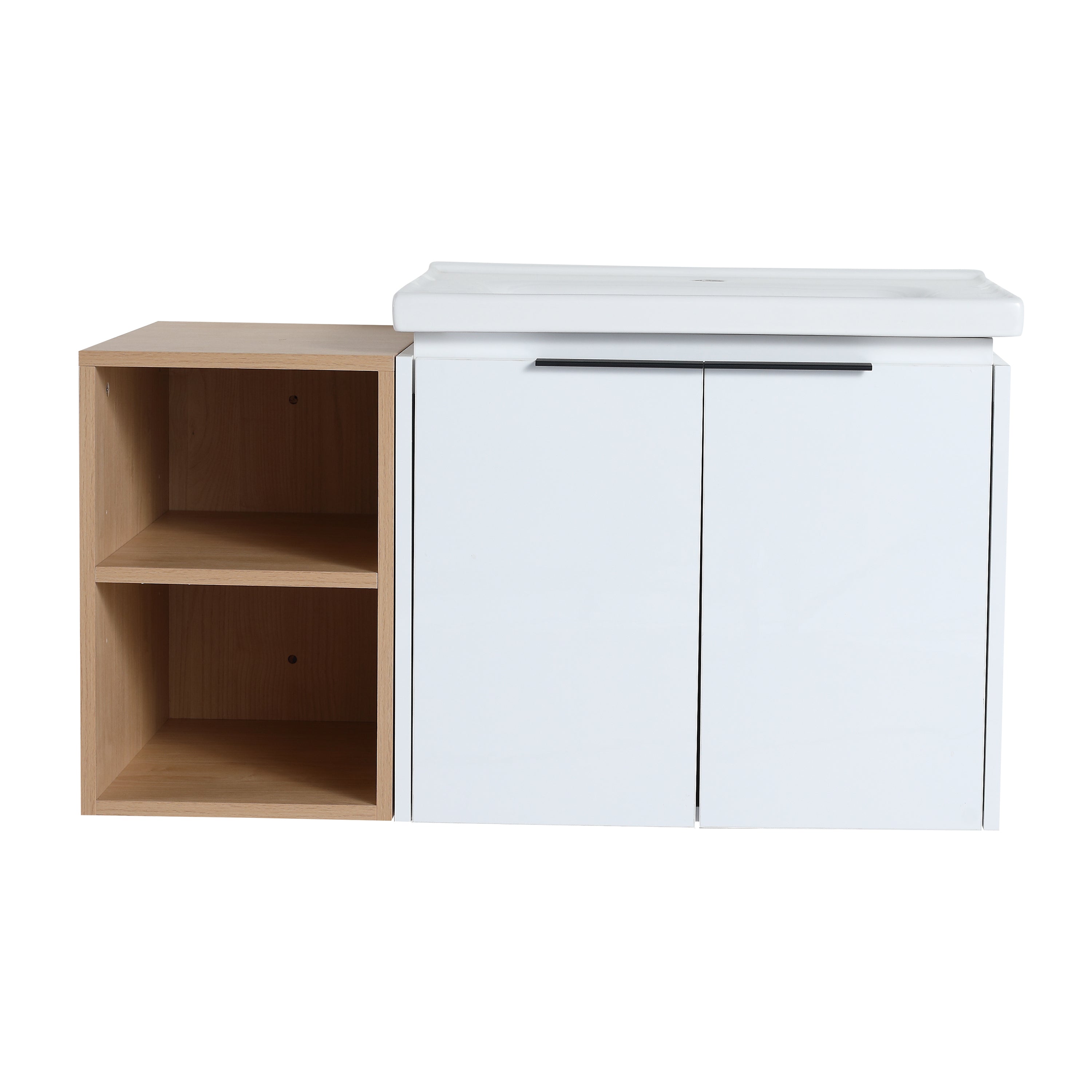 36 Inch Soft Close Doors Bathroom Vanity With Sink, and A Small Storage Shelves,BVC07436WHLTK