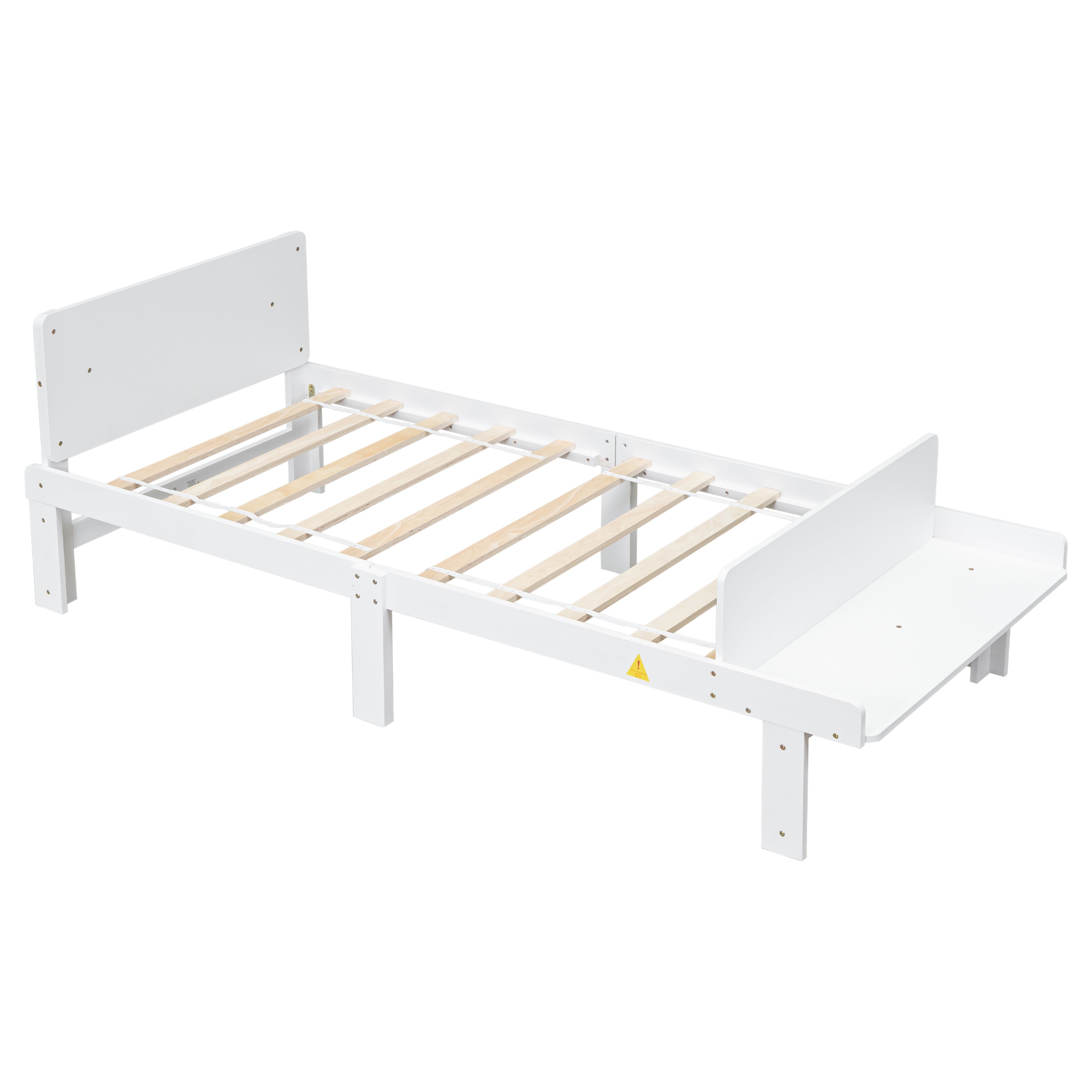 Twin Bed with Footboard Bench ,White