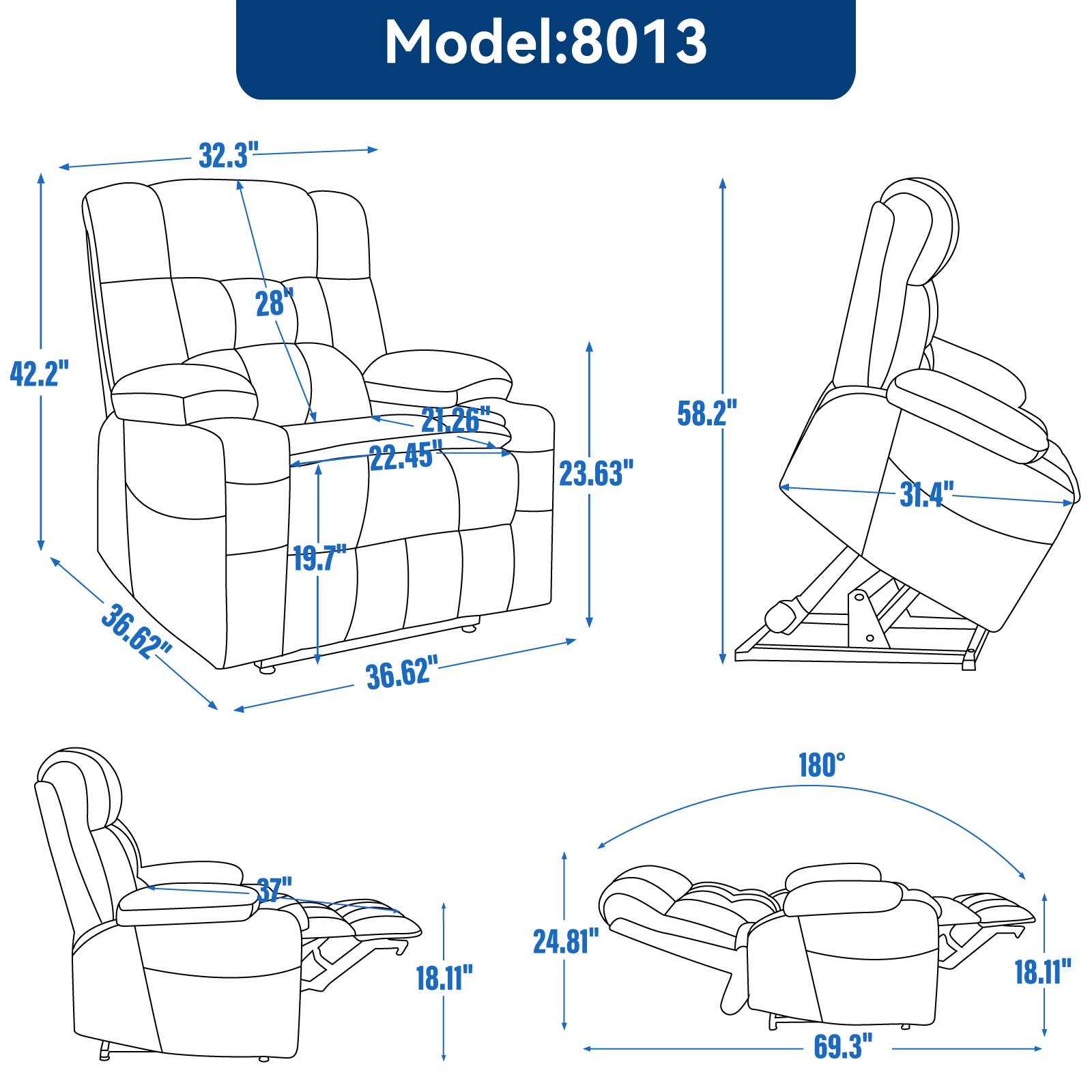 Brown Dual Motor Infinite Position Up to 350 LBS Chenille Power Lift Recliner Chair, Heavy Duty Motion Mechanism with 8-Point Vibration Massage and Lumbar Heating, Dual Cup Holders