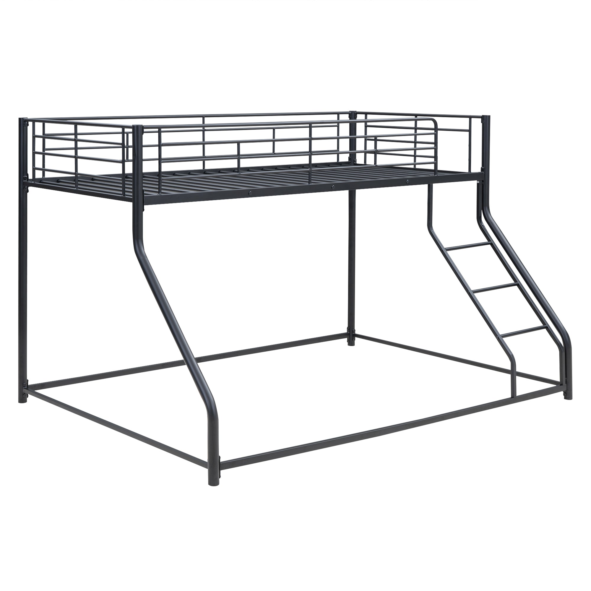 Metal Floor Bunk Bed, Twin XL over Queen, Black