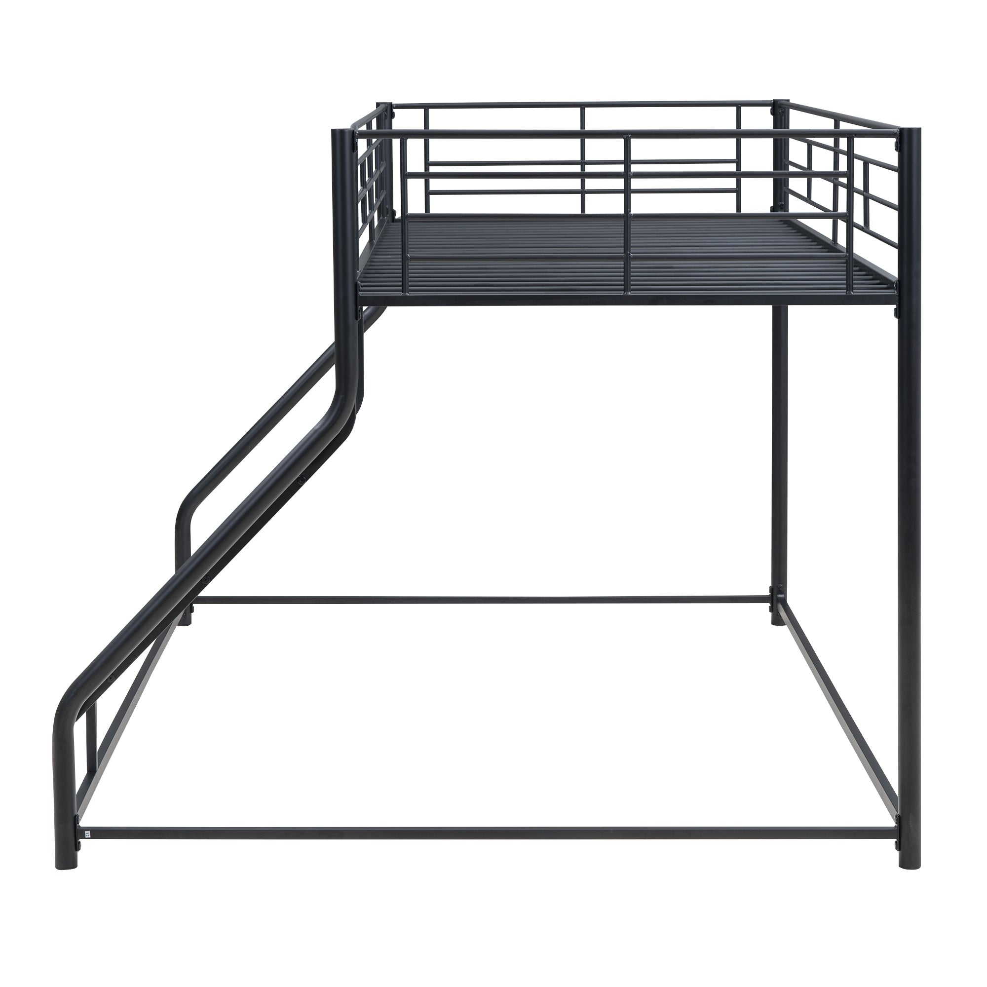 Metal Floor Bunk Bed, Twin XL over Queen, Black