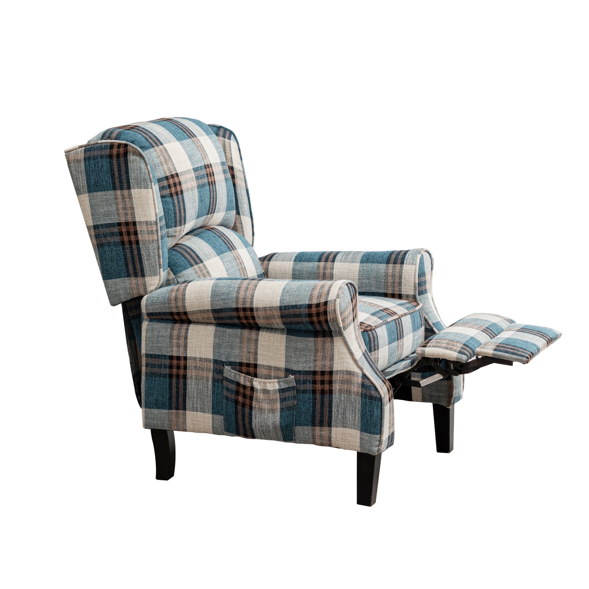 Vintage Armchair Sofa Comfortable Upholstered leisure chair / Recliner Chair for Living Room(Blue Check)