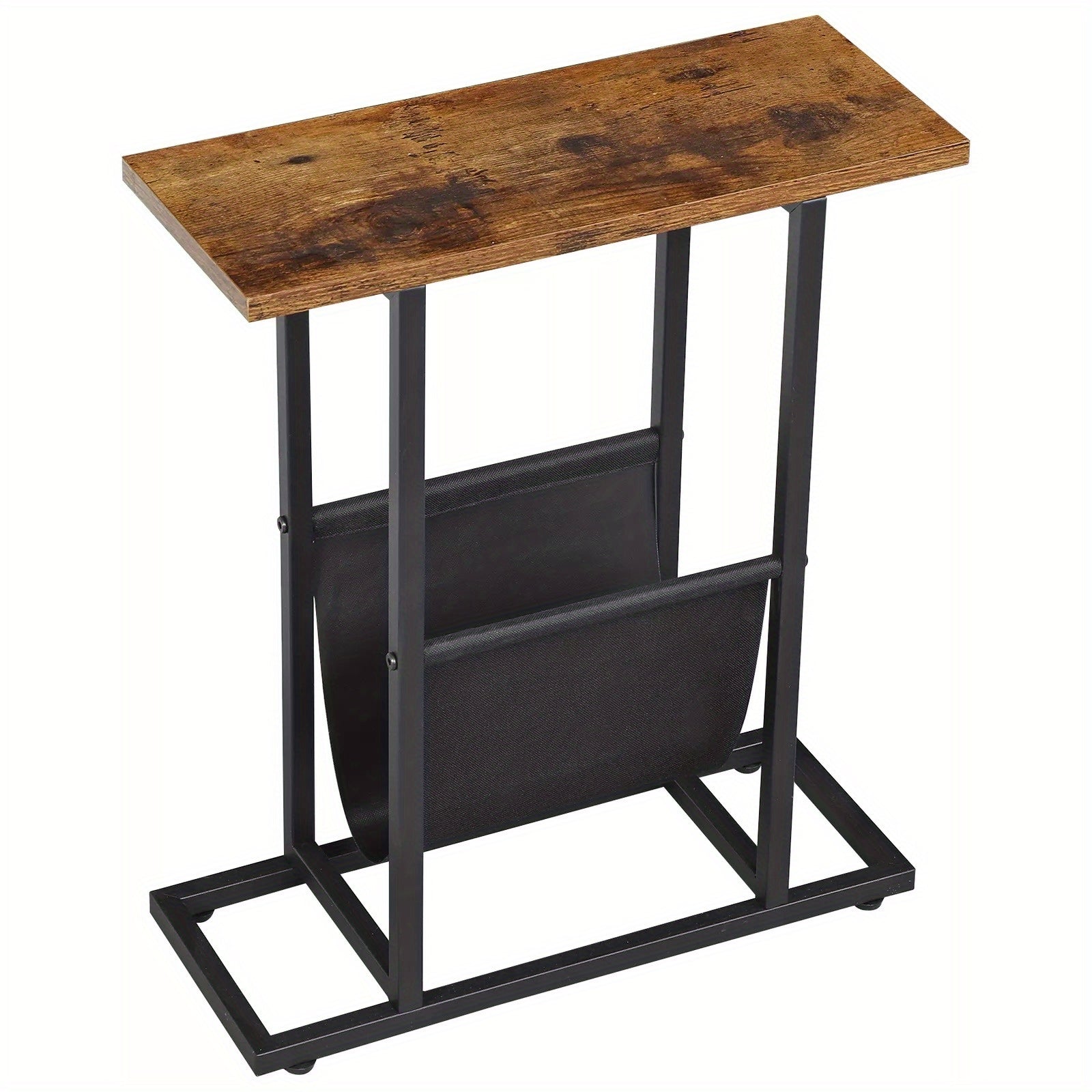 Narrow Side Table for Small Spaces – End Table with Storage & Magazine Holders!